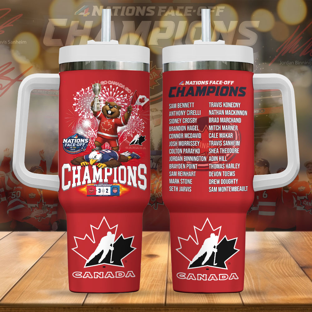 Hydratemerch Canada 2025 4 Nations Face-Off  Custom Stanley Quencher 40oz Stainless Steel Tumbler With Handle