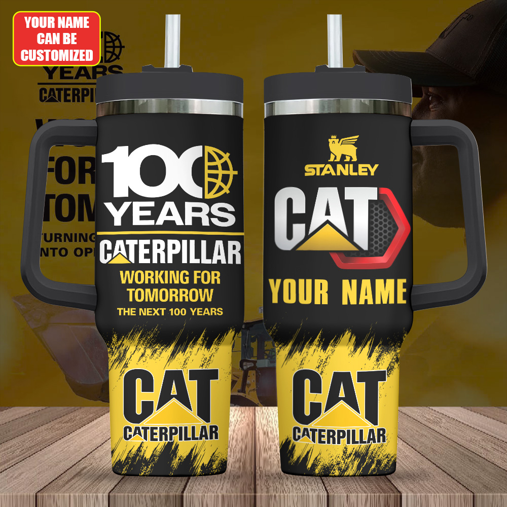 Hydratemerch Caterpillar Inc. Custom Stanley Quencher 40oz Stainless Steel Tumbler With Handle