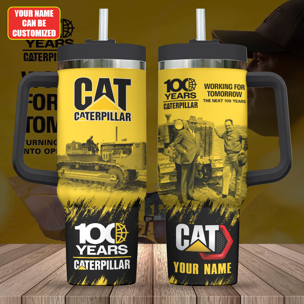Hydratemerch Caterpillar Inc. Custom Stanley Quencher 40oz Stainless Steel Tumbler With Handle