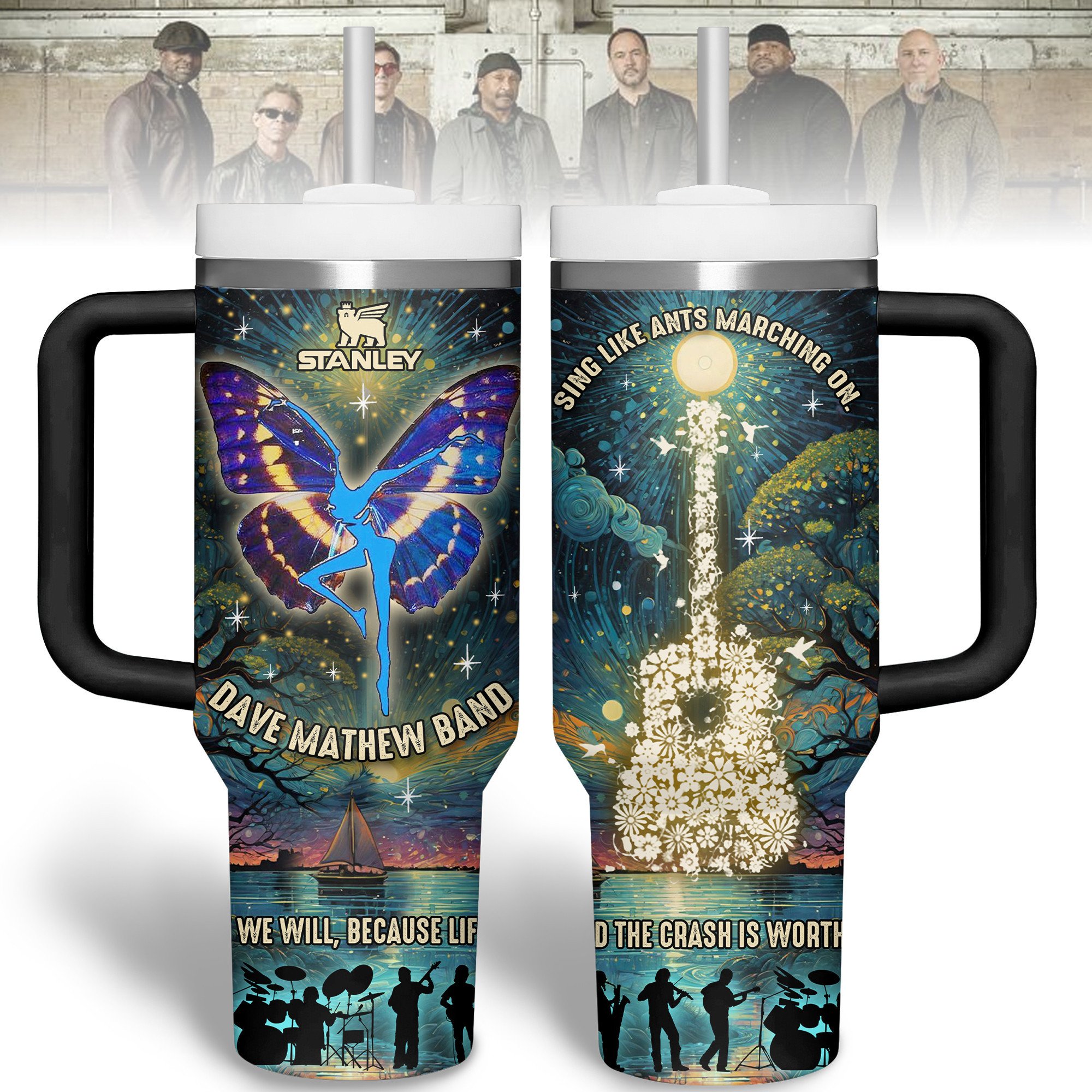 Hydratemerch Dave Matthews Music Custom Stanley Quencher 40oz Stainless Steel Tumbler With Handle