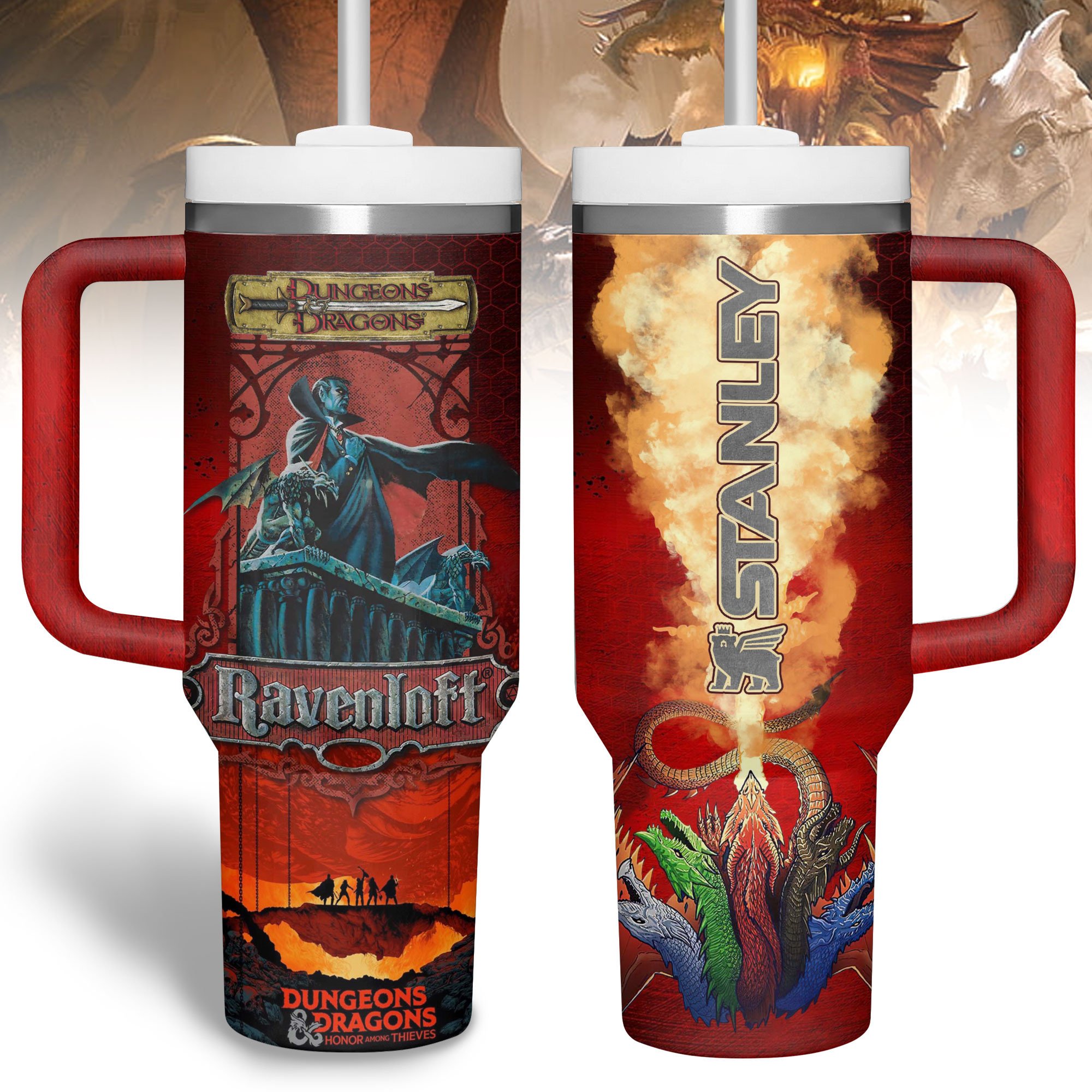 Hydratemerch Dungeons & Dragons Games Custom Stanley Quencher 40oz Stainless Steel Tumbler With Handle