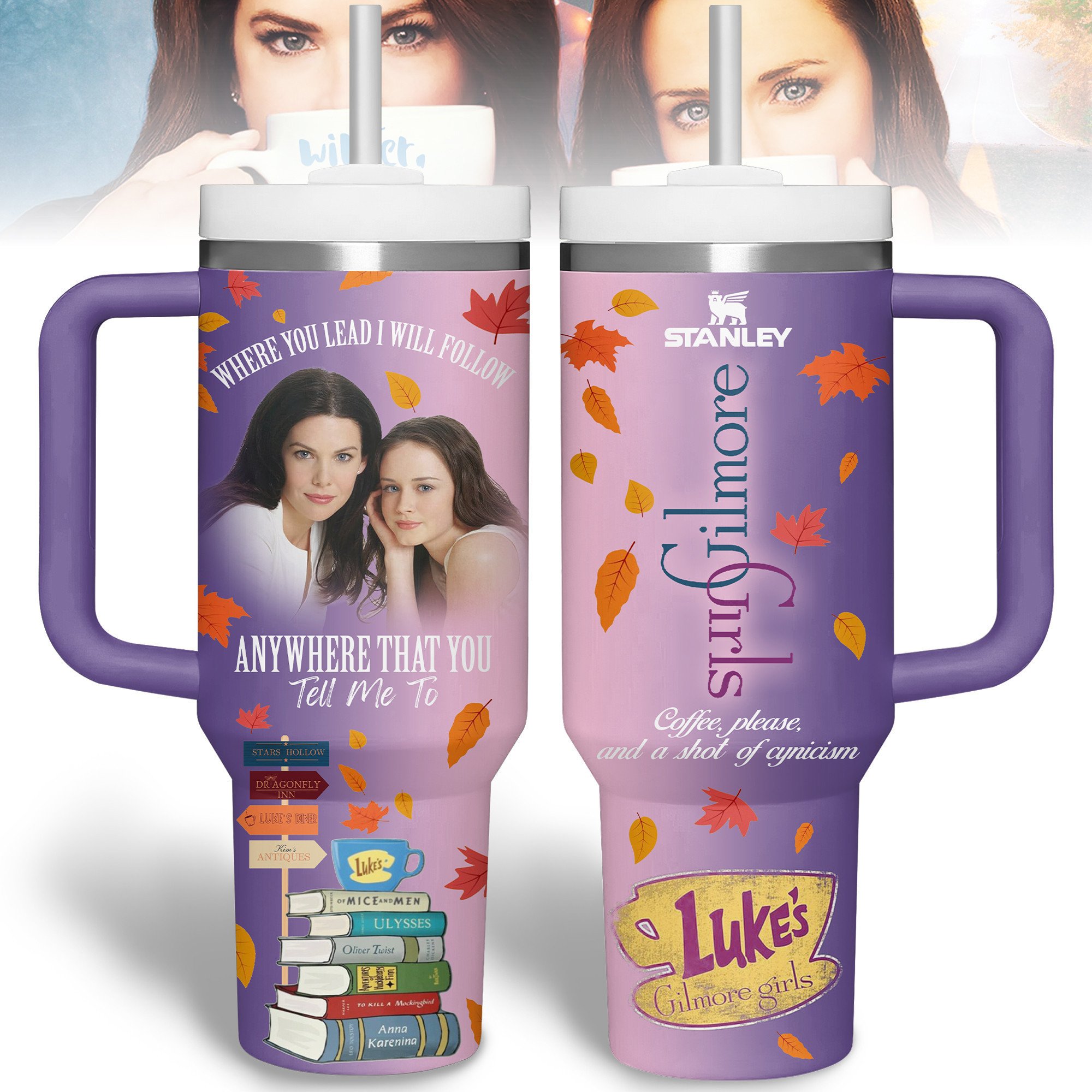 Hydratemerch Gilmore Girls TV Series Custom Stanley Quencher 40oz Stainless Steel Tumbler With Handle