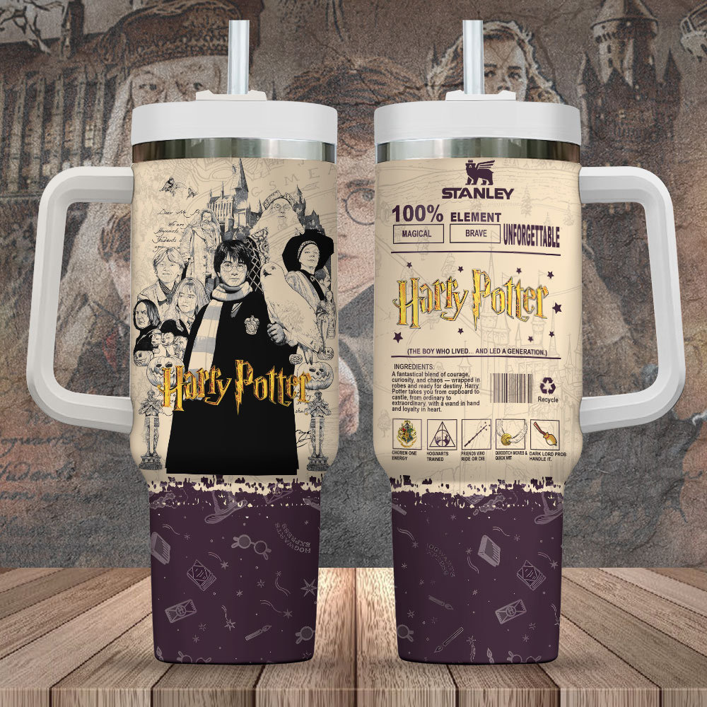 Hydratemerch Harry Potter Movies Custom Stanley Quencher 40oz Stainless Steel Tumbler With Handle