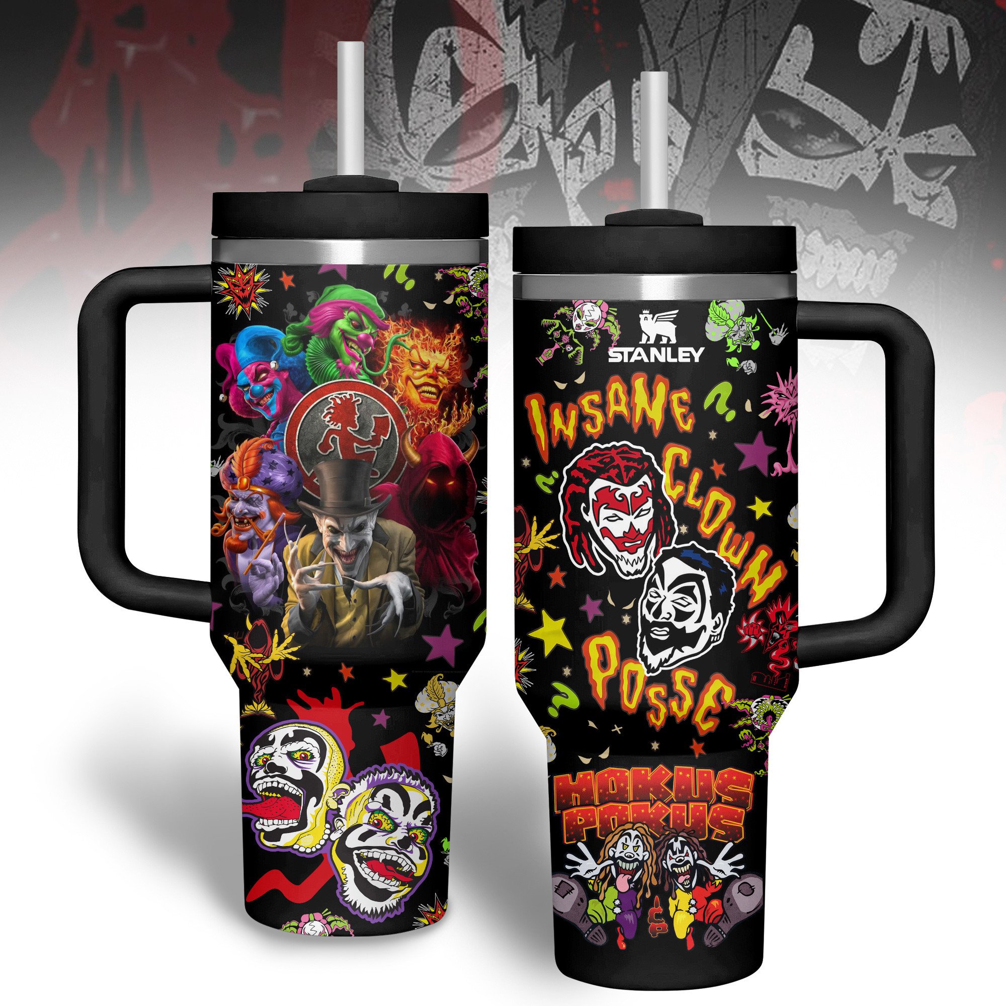 Hydratemerch Insane Clown Posse Music Custom Stanley Quencher 40oz Stainless Steel Tumbler With Handle