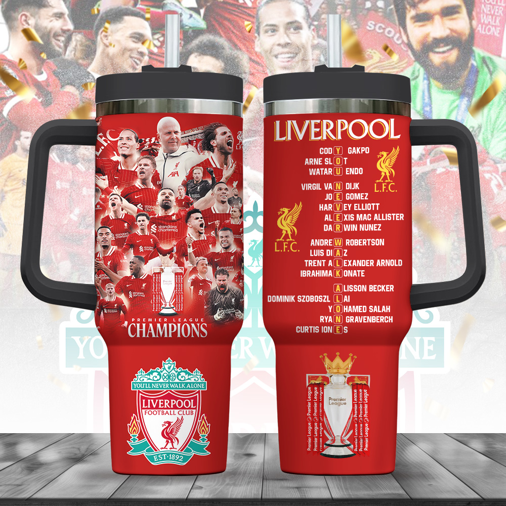 Hydratemerch Liverpool FC Sports  Custom Stanley Quencher 40oz Stainless Steel Tumbler With Handle