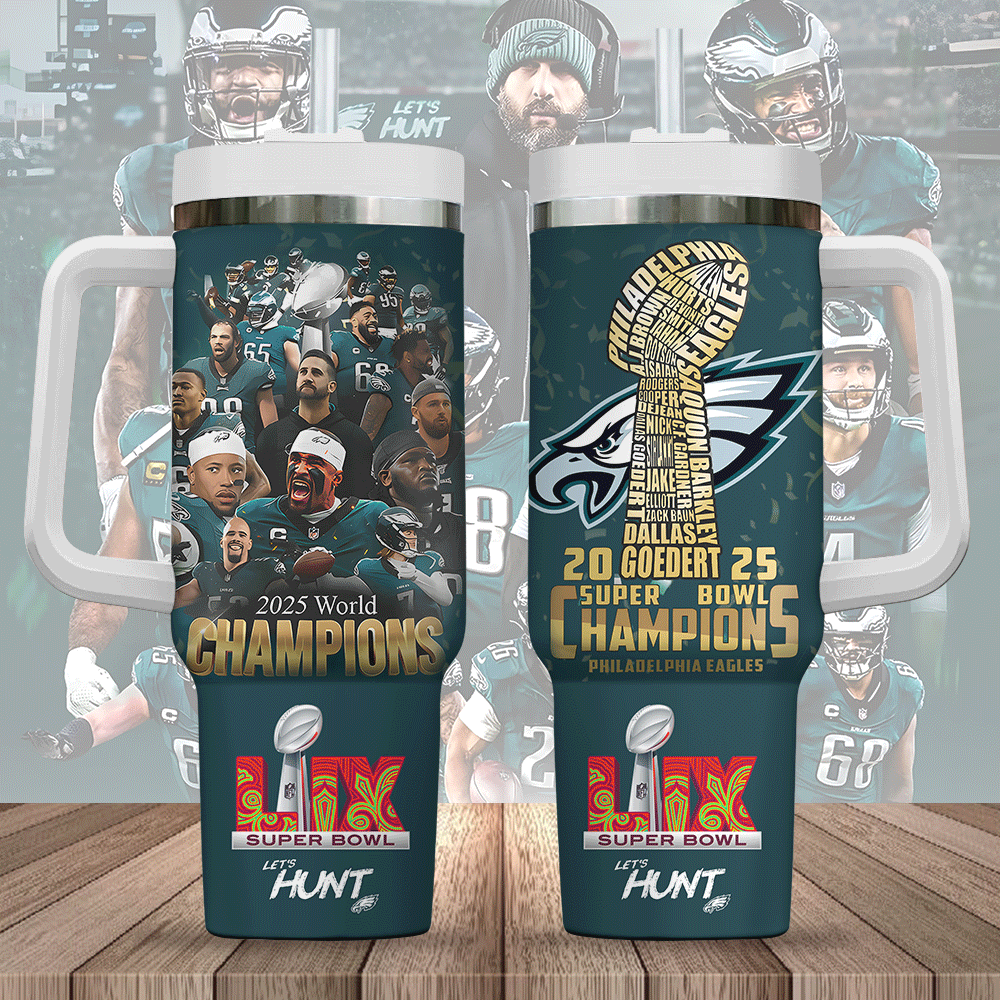 Hydratemerch Philadelphia Eagles NFL Custom Stanley Quencher 40oz Stainless Steel Tumbler With Handle