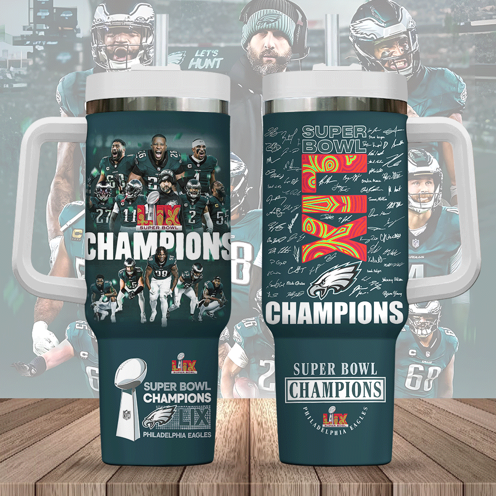 Hydratemerch Philadelphia Eagles NFL Custom Stanley Quencher 40oz Stainless Steel Tumbler With Handle