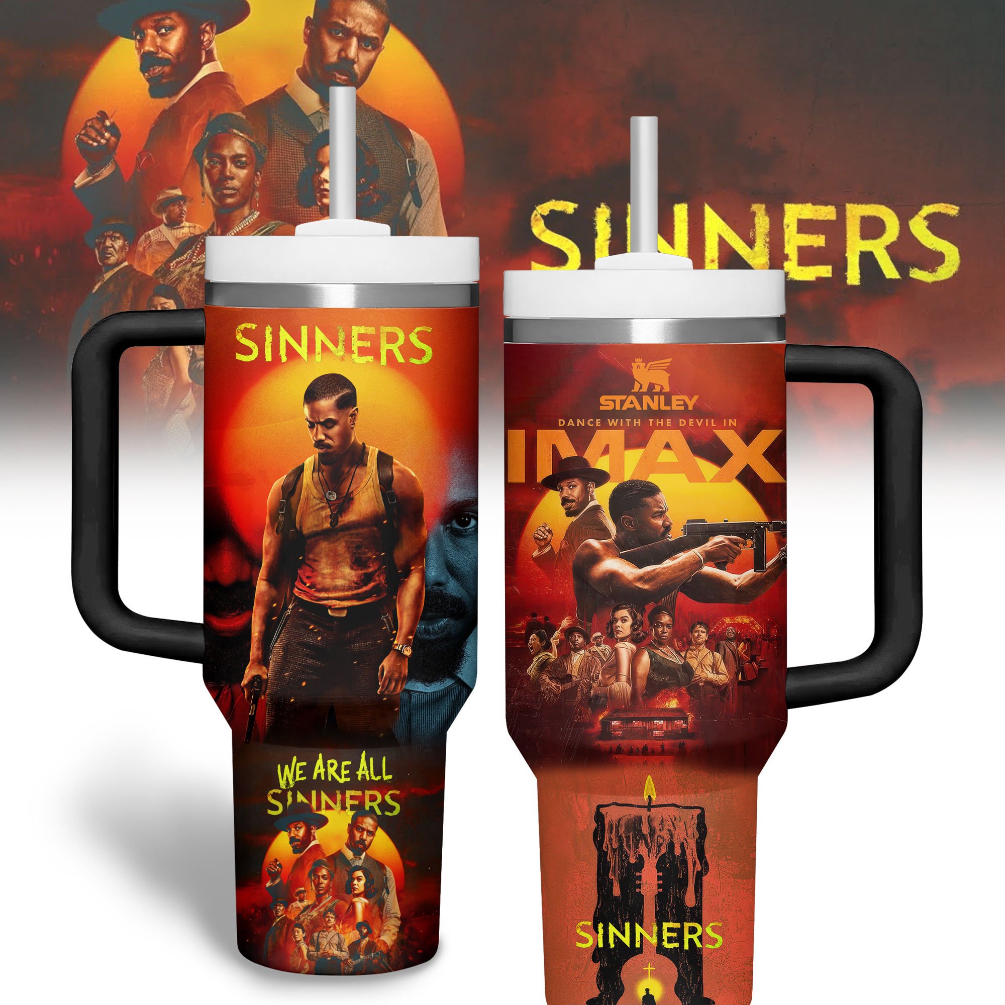 Hydratemerch Sinners Movies Custom Stanley Quencher 40oz Stainless Steel Tumbler With Handle