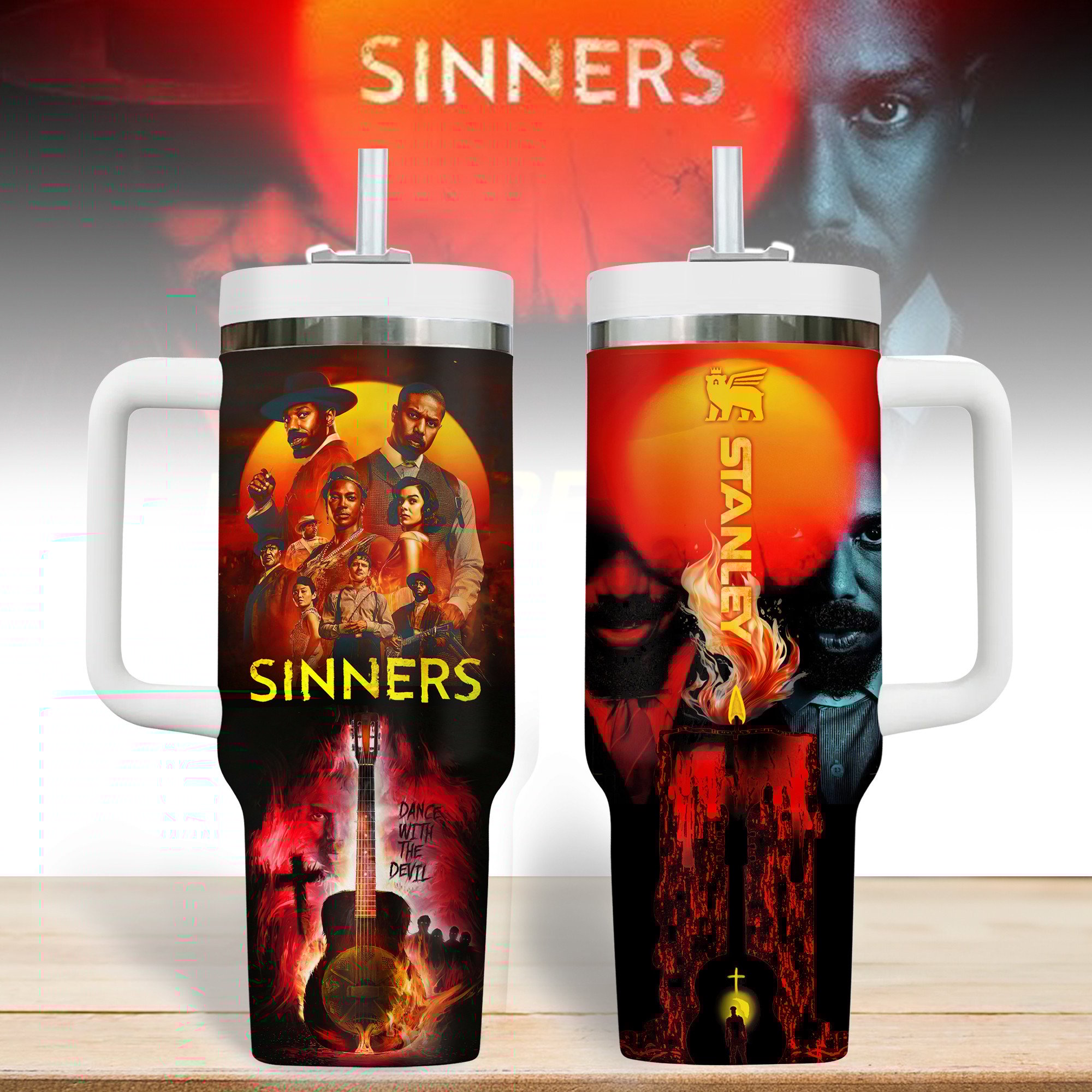 Hydratemerch Sinners Movies Custom Stanley Quencher 40oz Stainless Steel Tumbler With Handle