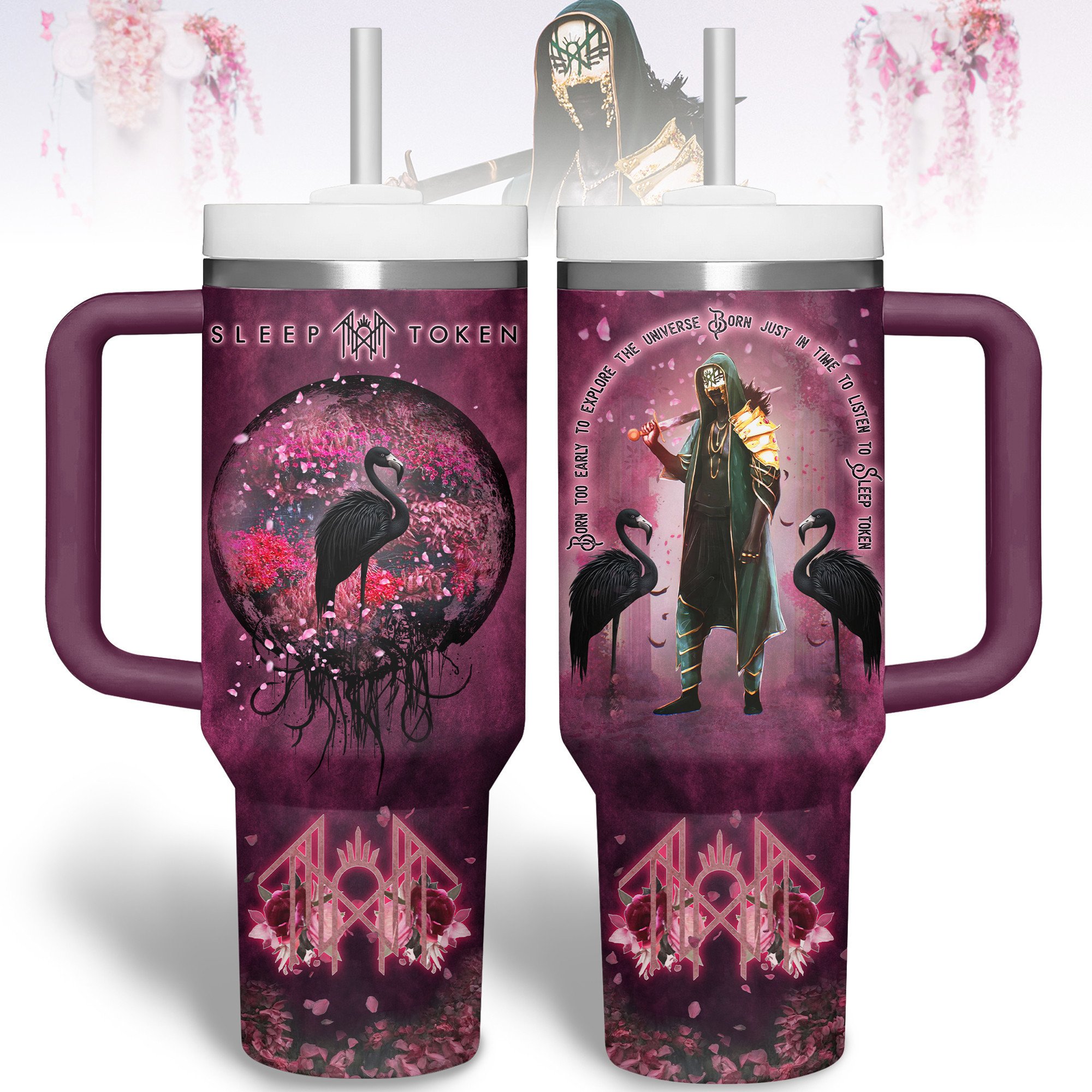 Hydratemerch Sleep Token Music Custom Stanley Quencher 40oz Stainless Steel Tumbler With Handle