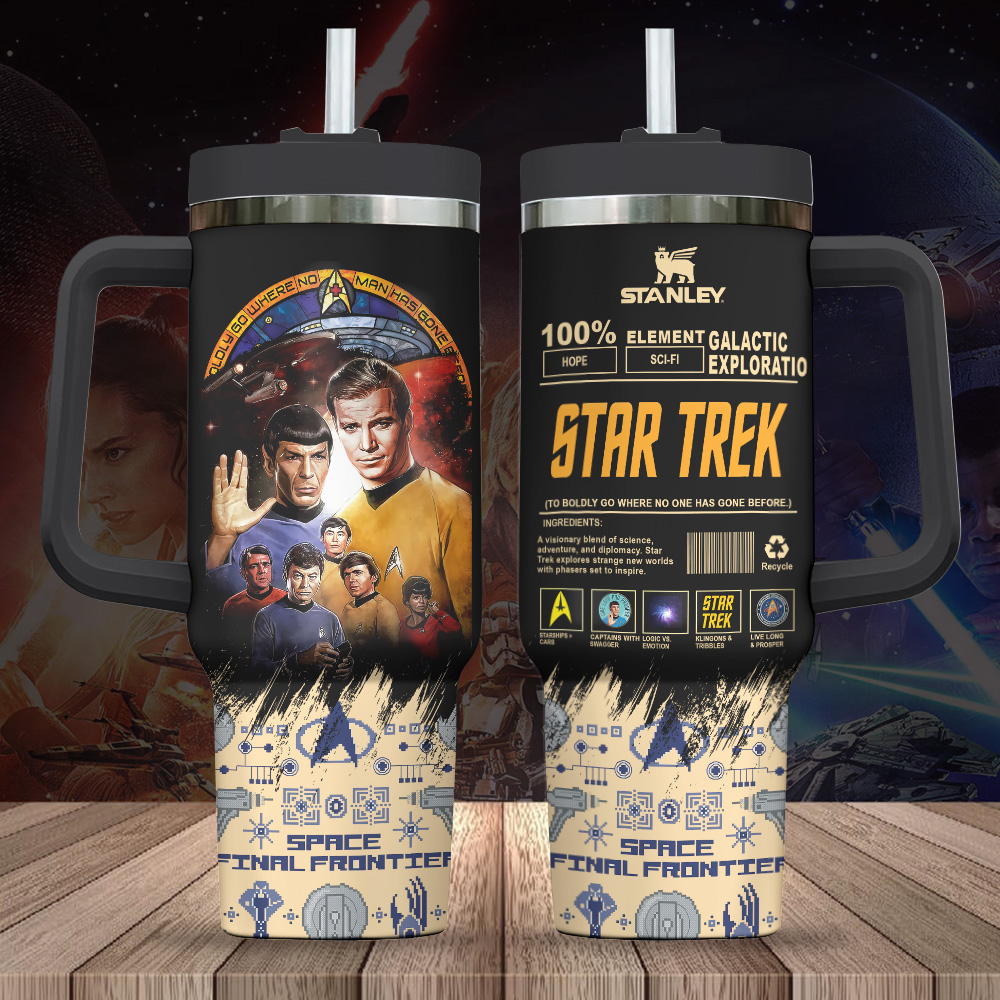 Hydratemerch Star Trek Movies Custom Stanley Quencher 40oz Stainless Steel Tumbler With Handle