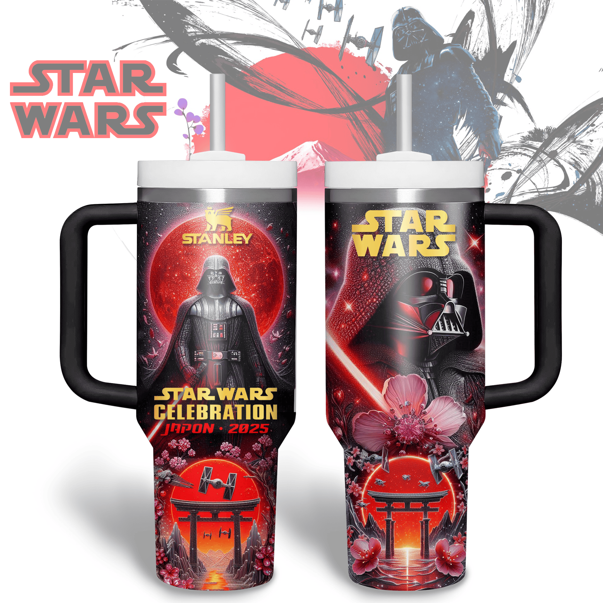 Hydratemerch Star Wars Movies Custom Stanley Quencher 40oz Stainless Steel Tumbler With Handle
