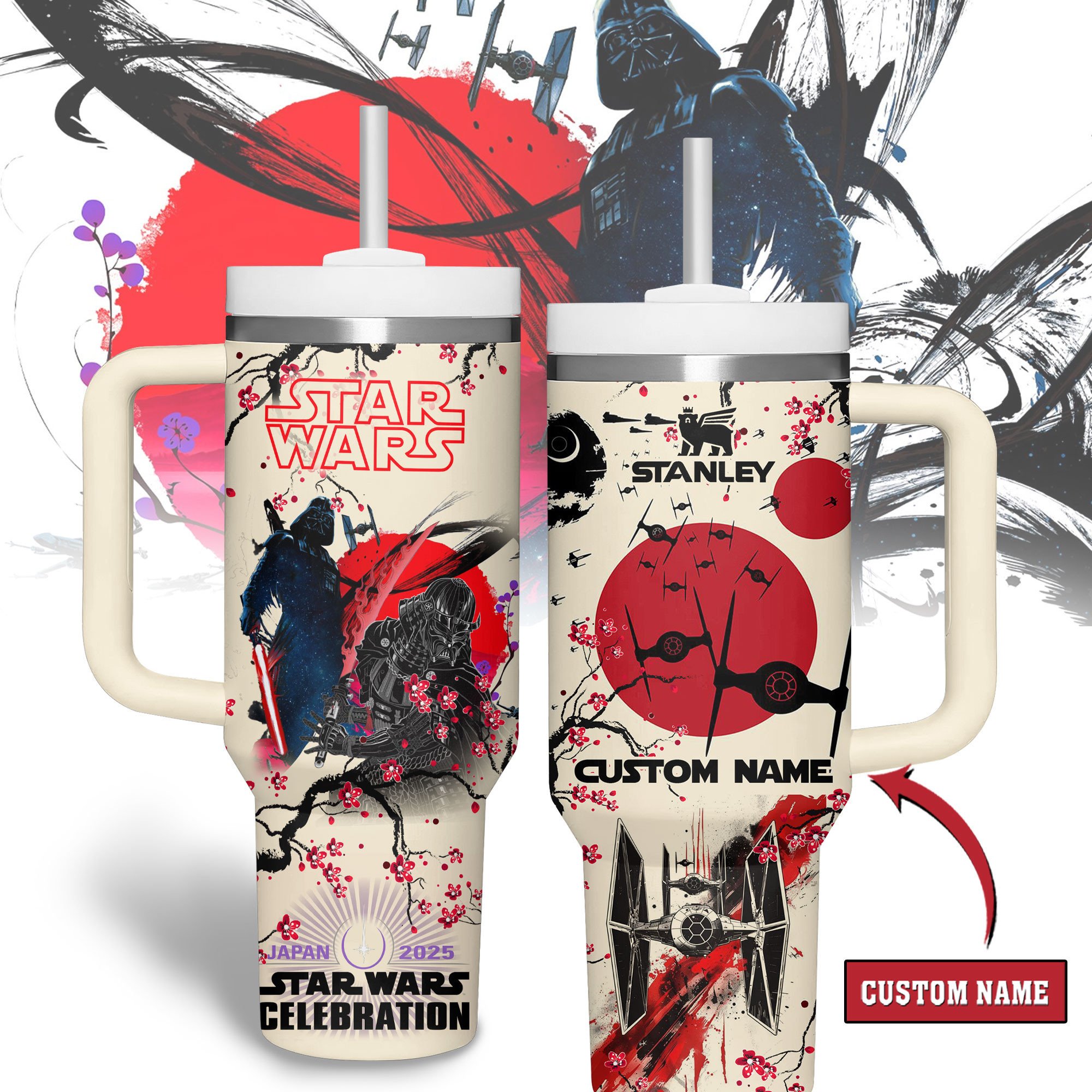 Hydratemerch Star Wars Movies Custom Stanley Quencher 40oz Stainless Steel Tumbler With Handle