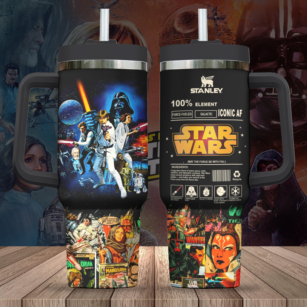 Hydratemerch Star Wars Movies Custom Stanley Quencher 40oz Stainless Steel Tumbler With Handle