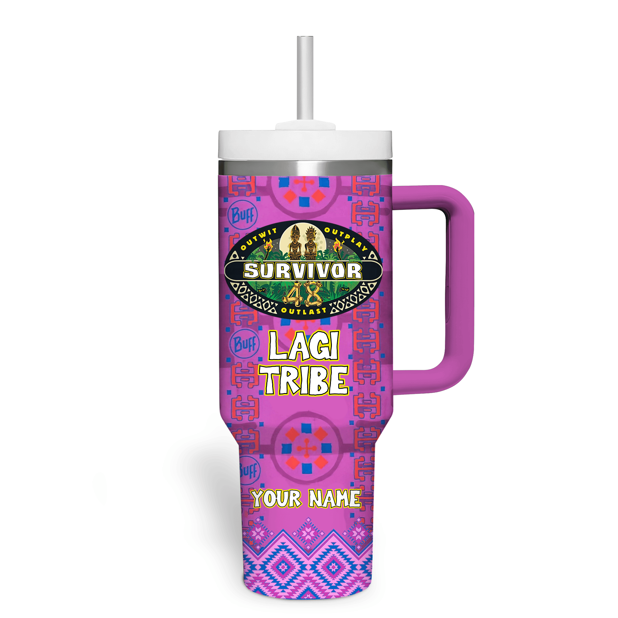 Hydratemerch Survivor Games  Custom Stanley Quencher 40oz Stainless Steel Tumbler With Handle