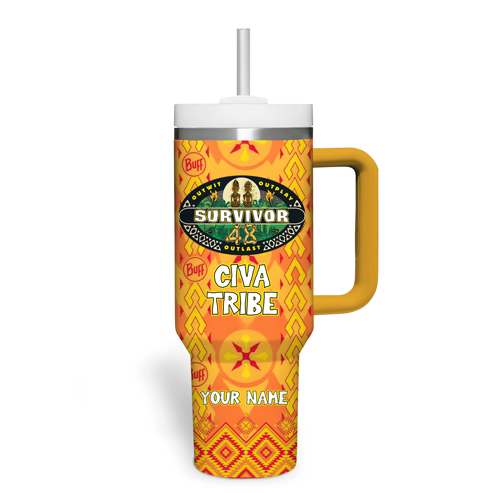 Hydratemerch Survivor Games  Custom Stanley Quencher 40oz Stainless Steel Tumbler With Handle