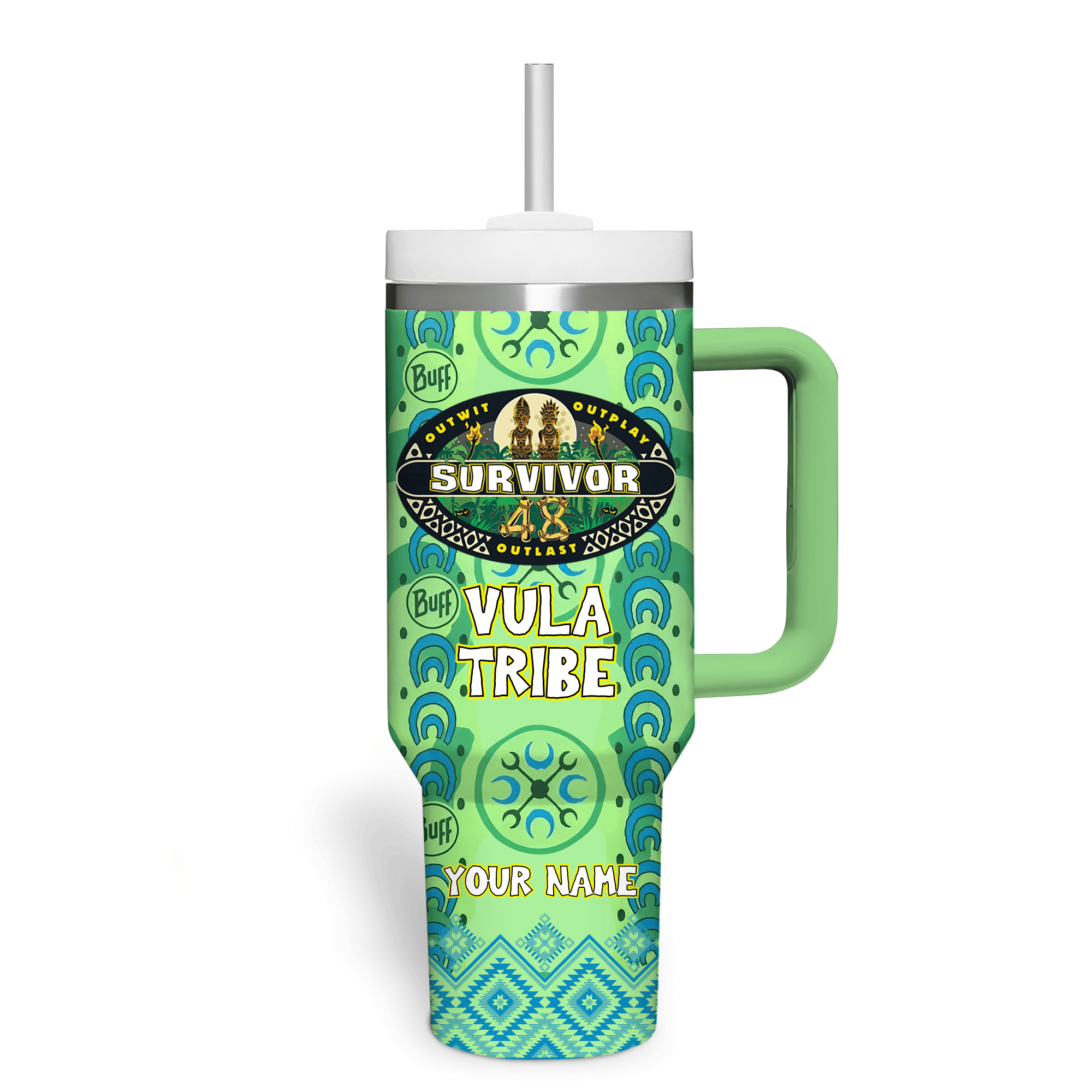 Hydratemerch Survivor Games  Custom Stanley Quencher 40oz Stainless Steel Tumbler With Handle