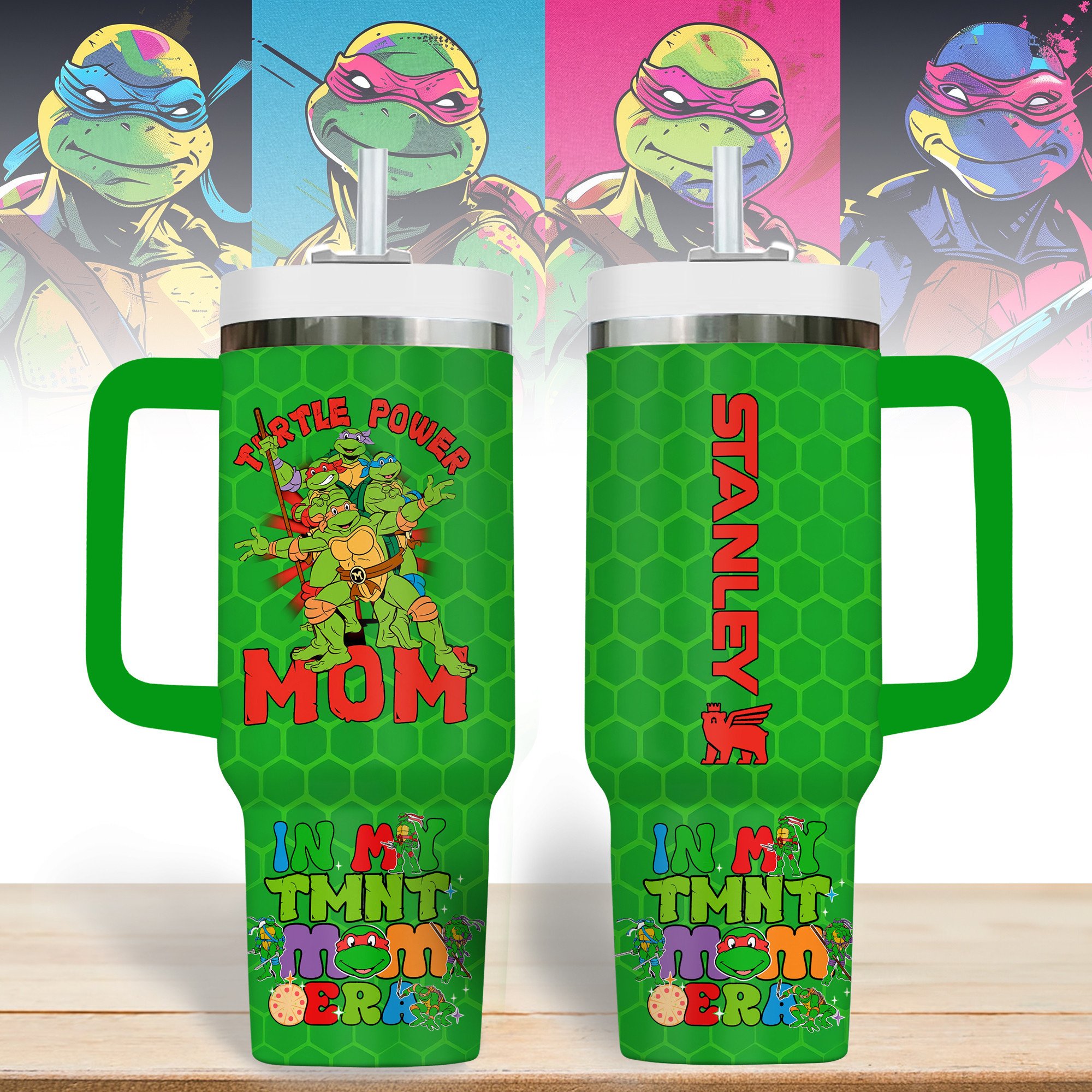 Hydratemerch Teenage Mutant Ninja Turtles Movies Custom Stanley Quencher 40oz Stainless Steel Tumbler With Handle