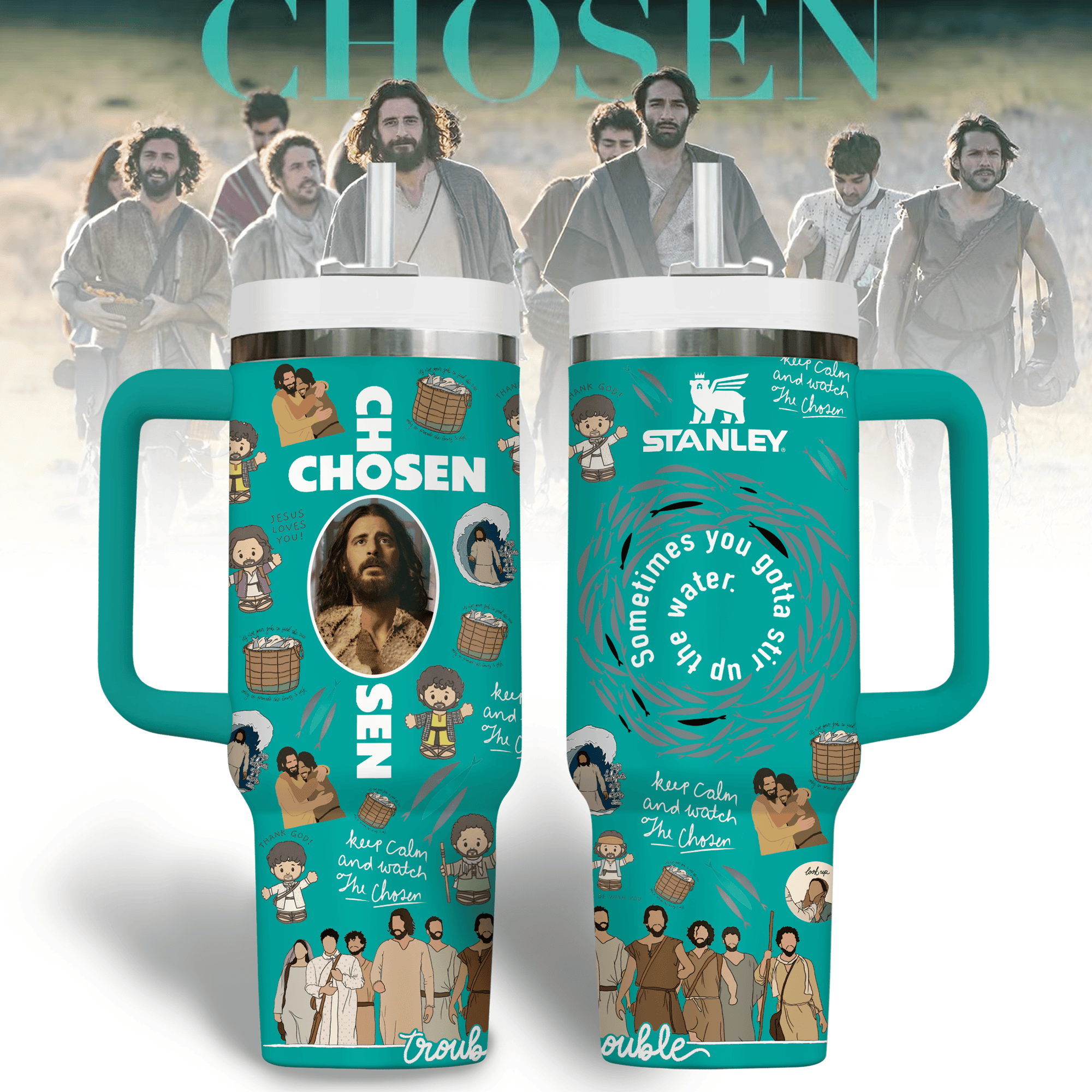 Hydratemerch The Chosen TV Series Custom Stanley Quencher 40oz Stainless Steel Tumbler With Handle