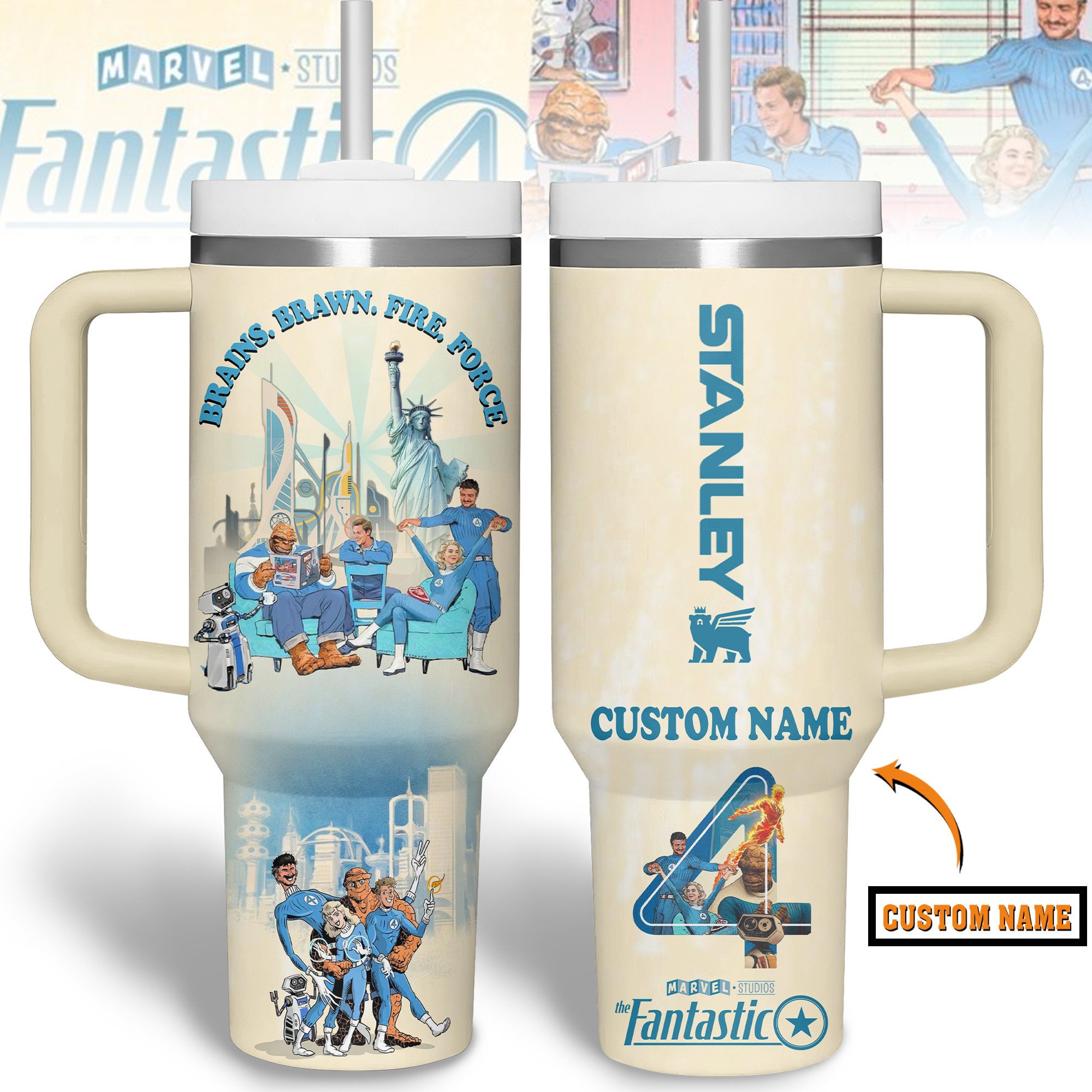 Hydratemerch The Fantastic TV Series Custom Stanley Quencher 40oz Stainless Steel Tumbler With Handle