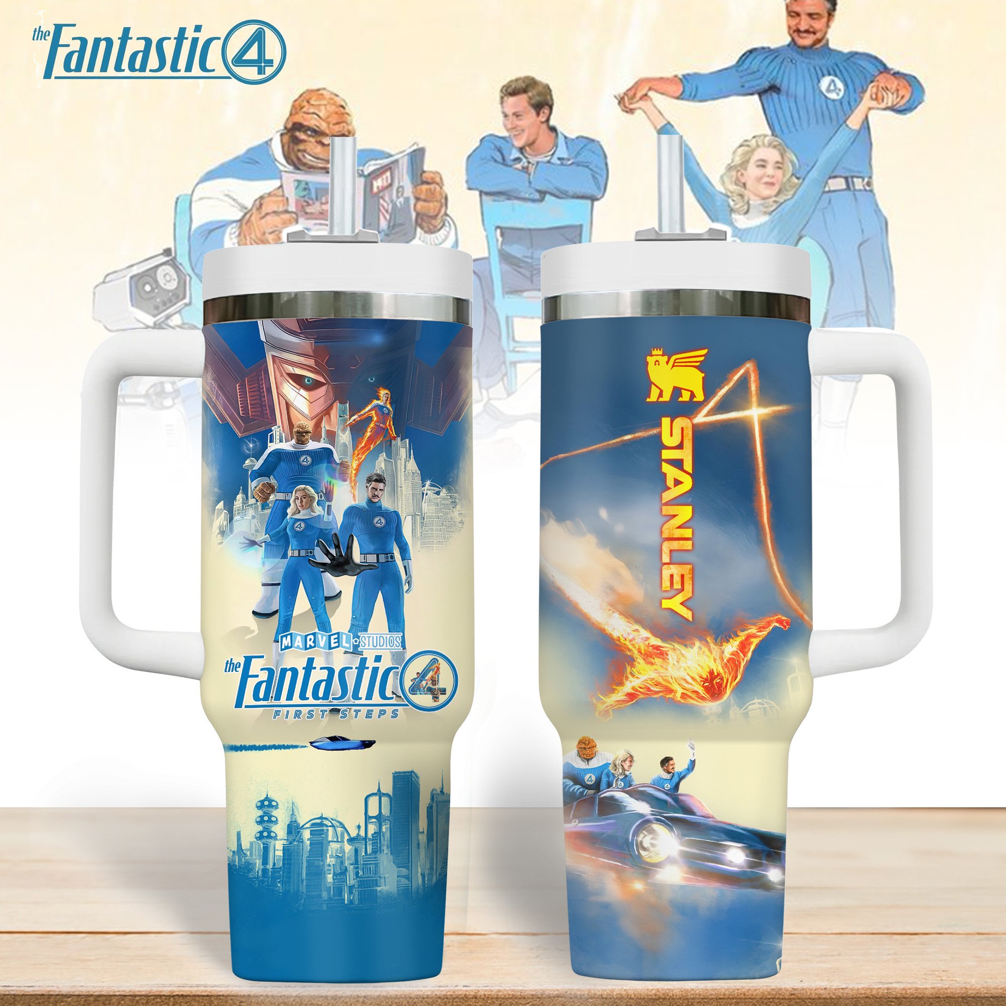 Hydratemerch The Fantastic TV Series Custom Stanley Quencher 40oz Stainless Steel Tumbler With Handle