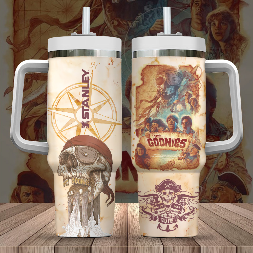 Hydratemerch The Goonies Movies Custom Stanley Quencher 40oz Stainless Steel Tumbler With Handle