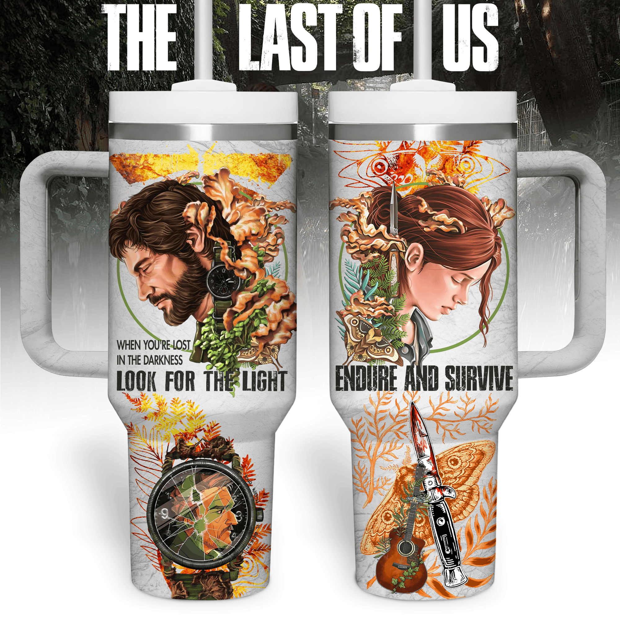 Hydratemerch The Last of Us Games Custom Stanley Quencher 40oz Stainless Steel Tumbler With Handle