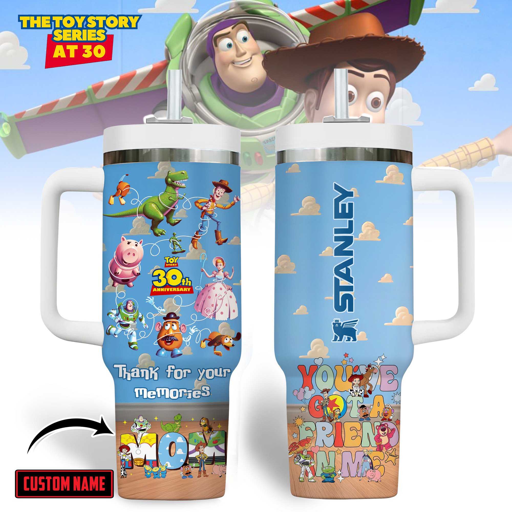 Hydratemerch Toy Story TV Series Custom Stanley Quencher 40oz Stainless Steel Tumbler With Handle
