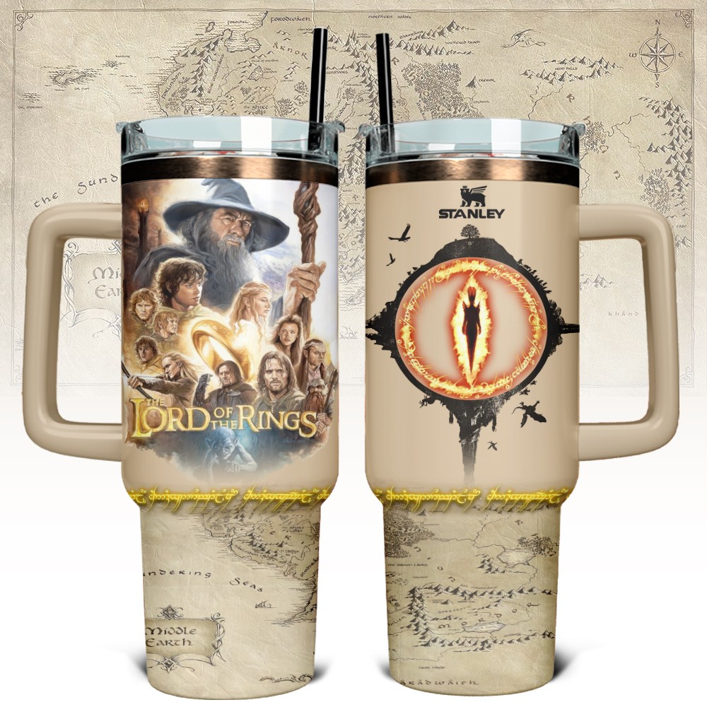 Hydratemerch The Lord of the Rings Movies Custom Stanley Quencher 40oz Stainless Steel Tumbler With Handle