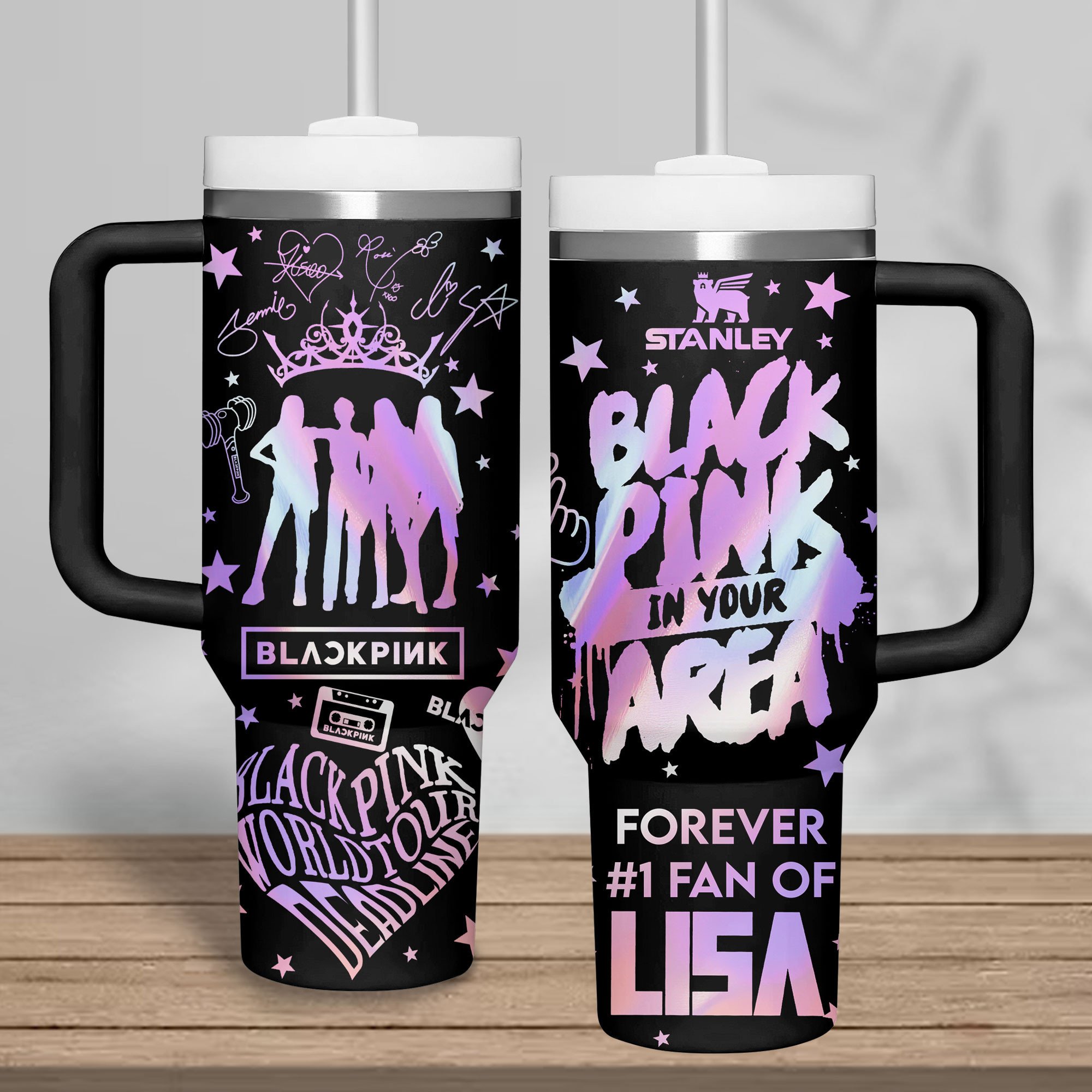 Hydratemerch Blackpink Music Custom Stanley Quencher 40oz Stainless Steel Tumbler With Handle