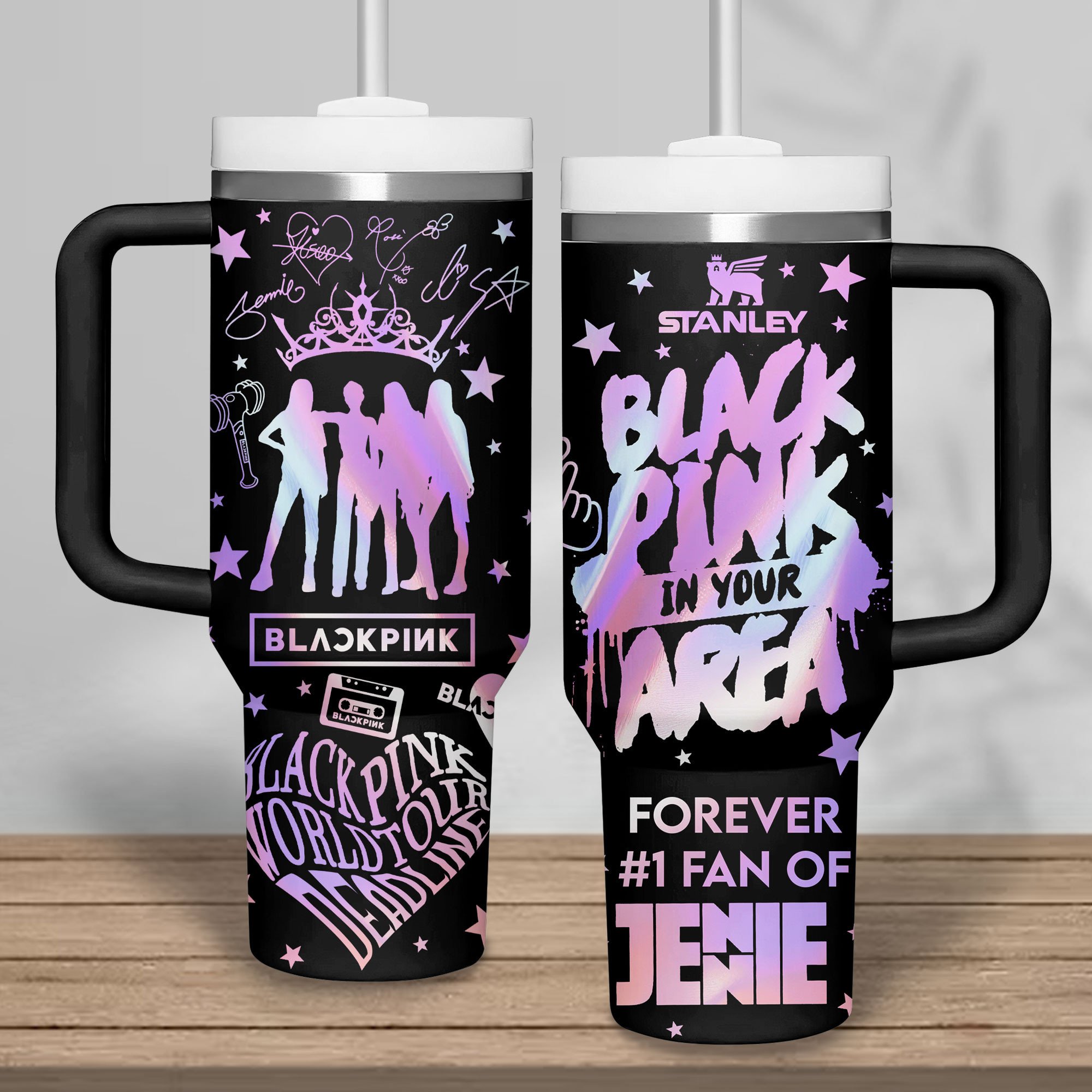 Hydratemerch Blackpink Music Custom Stanley Quencher 40oz Stainless Steel Tumbler With Handle