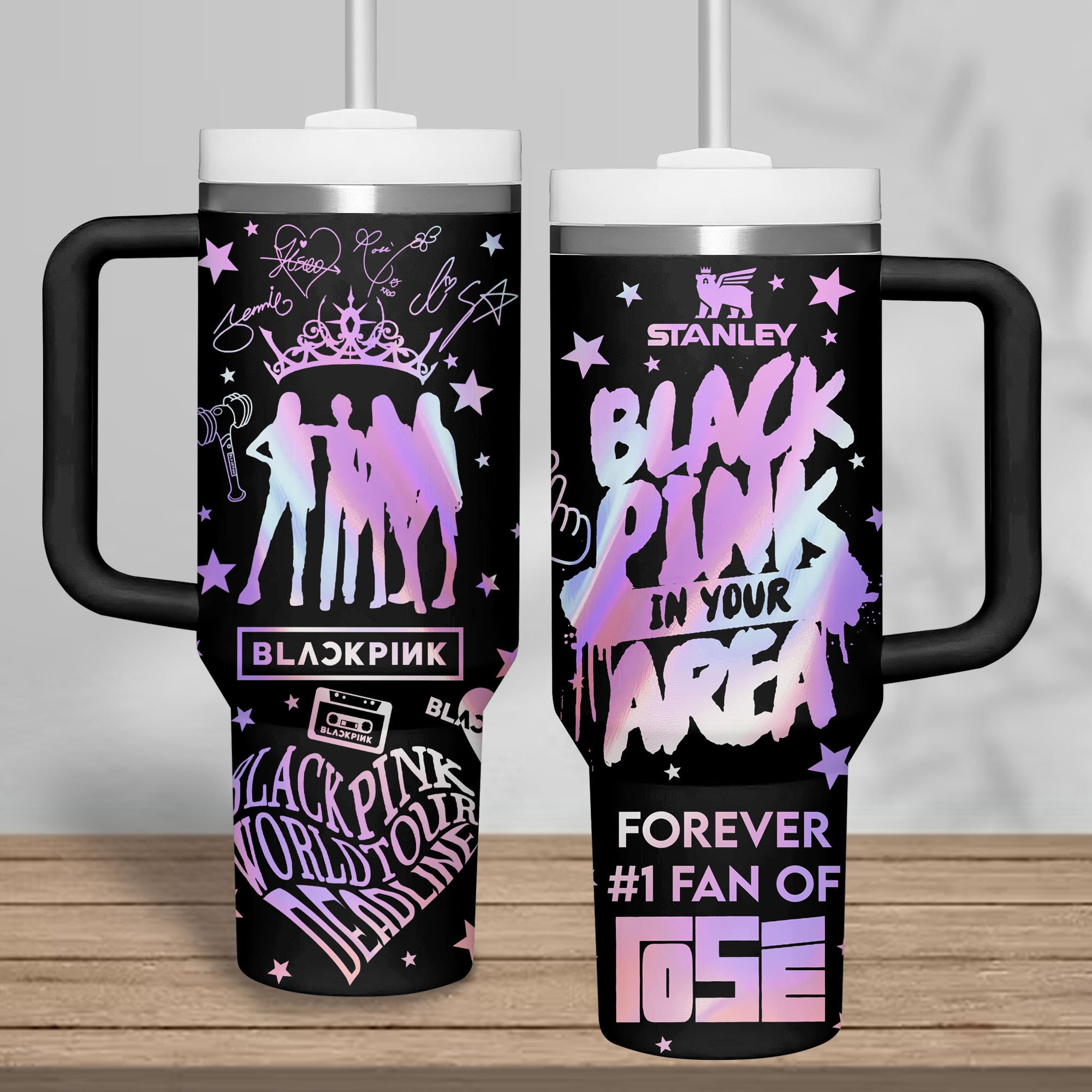 Hydratemerch Blackpink Music Custom Stanley Quencher 40oz Stainless Steel Tumbler With Handle