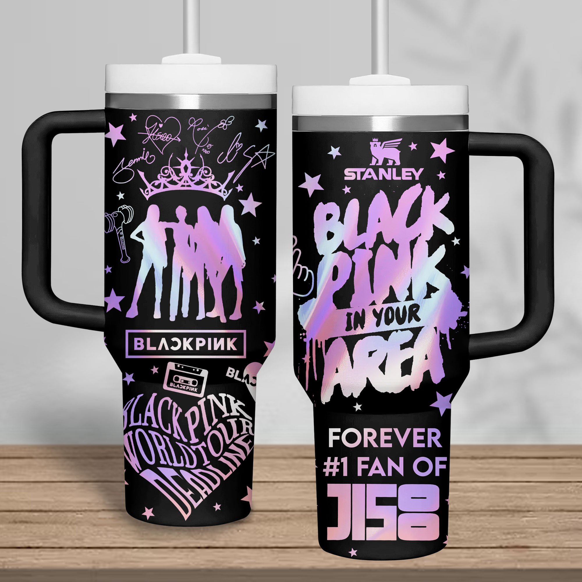 Hydratemerch Blackpink Music Custom Stanley Quencher 40oz Stainless Steel Tumbler With Handle