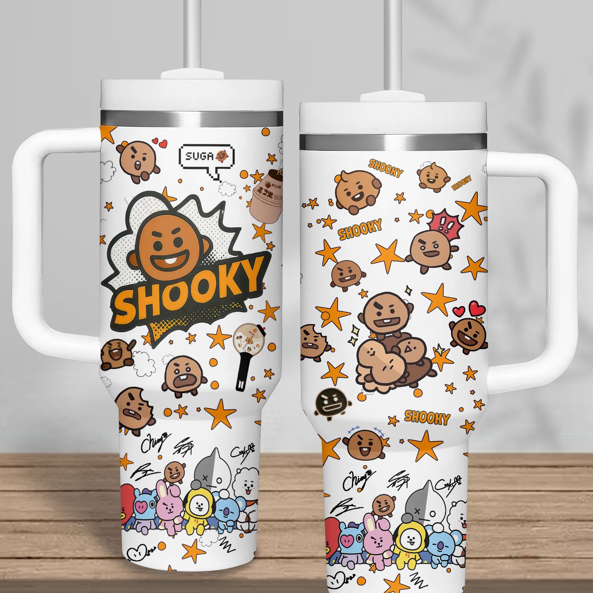 Hydratemerch BTS Music Custom Stanley Quencher 40oz Stainless Steel Tumbler With Handle
