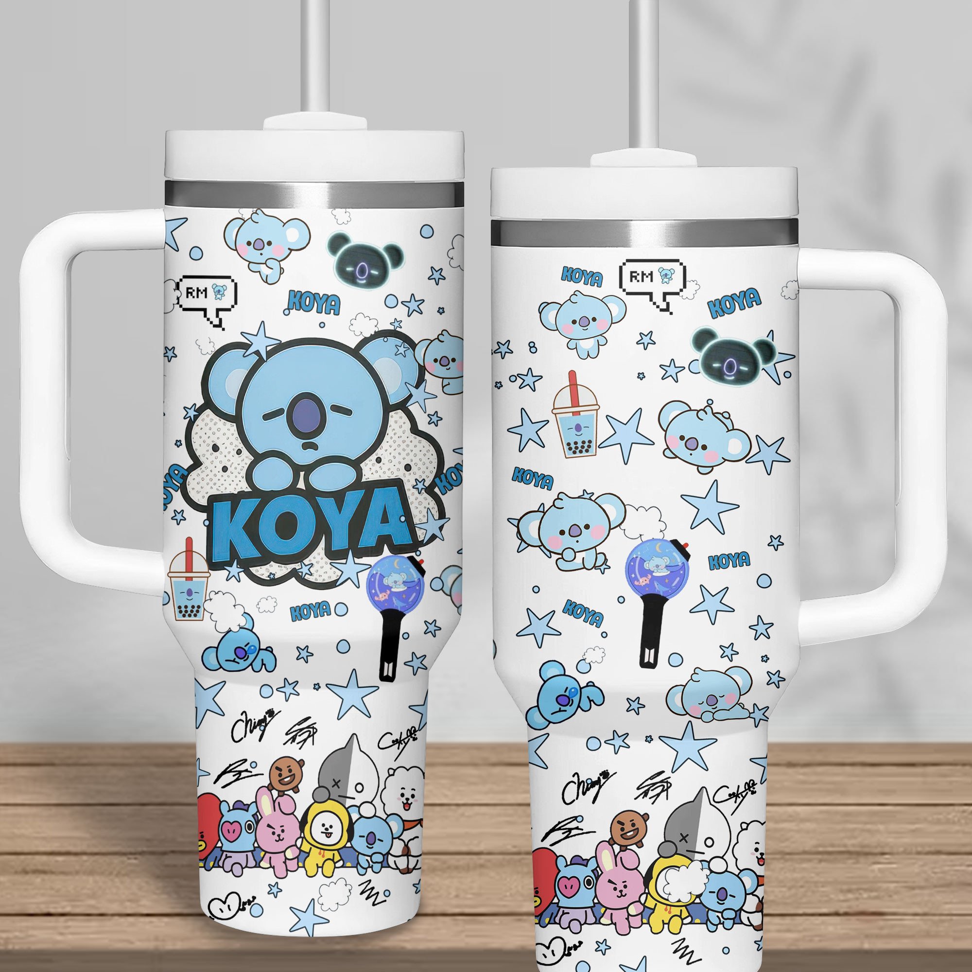 Hydratemerch BTS Music Custom Stanley Quencher 40oz Stainless Steel Tumbler With Handle