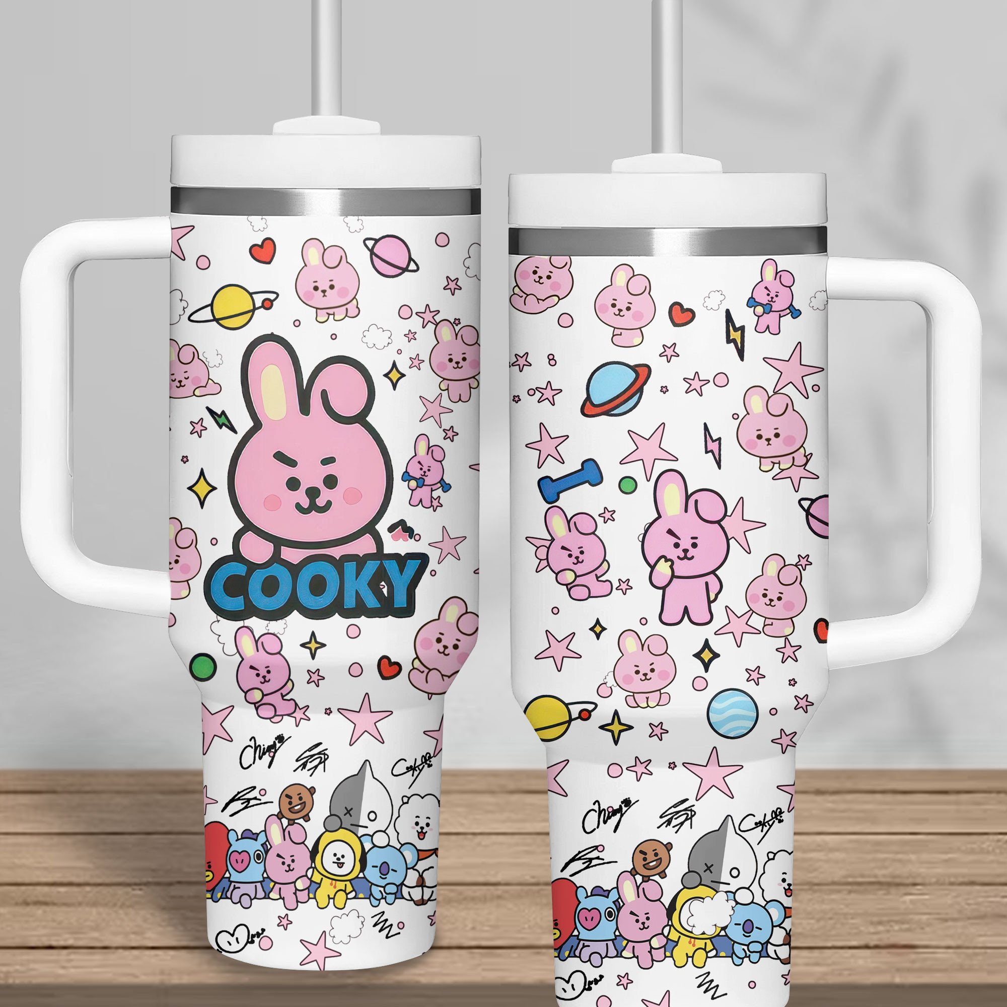 Hydratemerch BTS Music Custom Stanley Quencher 40oz Stainless Steel Tumbler With Handle