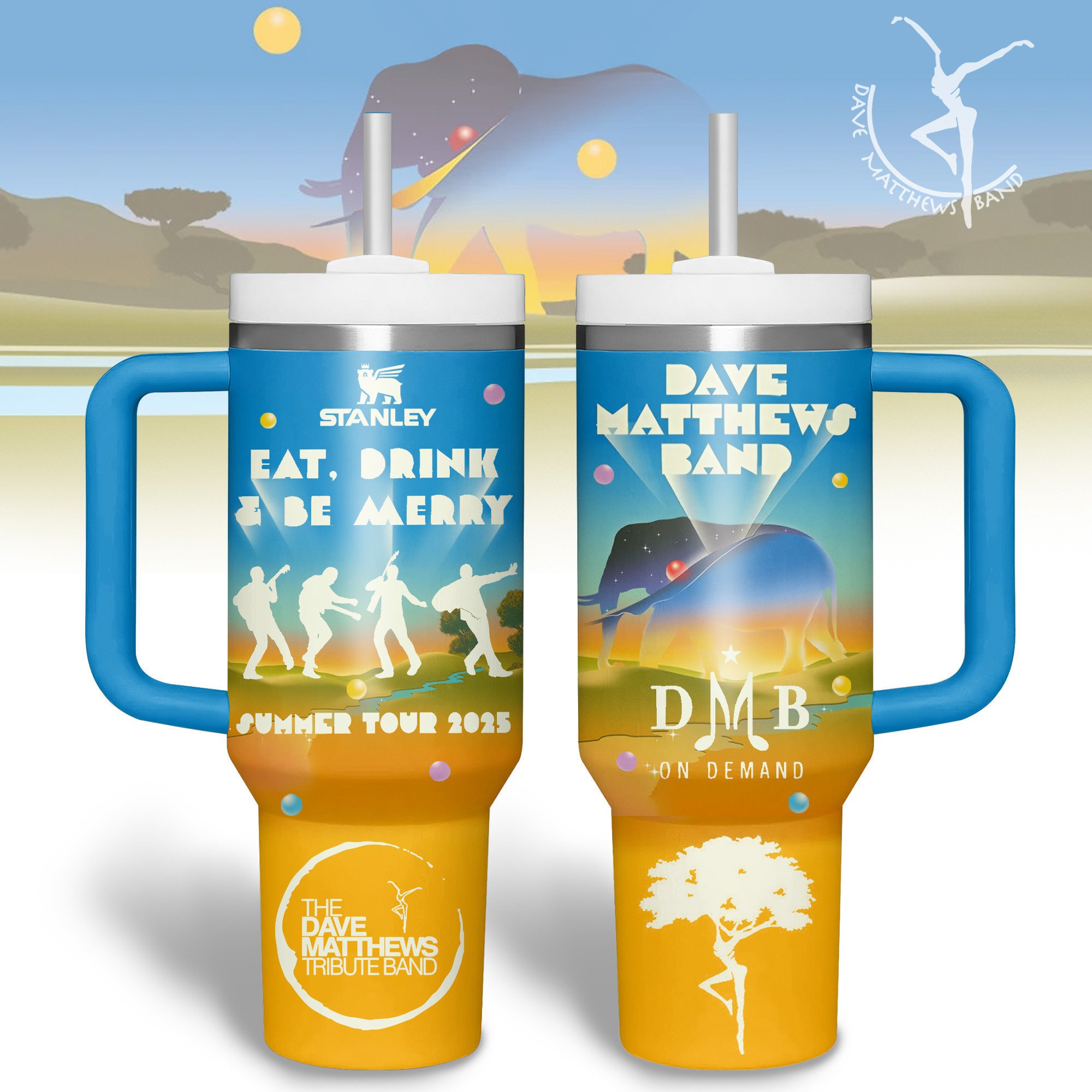 Hydratemerch Dave Matthews Music Custom Stanley Quencher 40oz Stainless Steel Tumbler With Handle