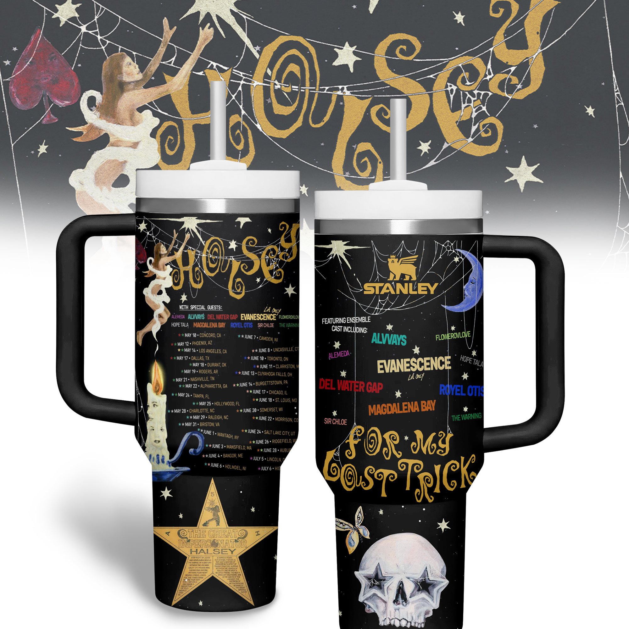 Hydratemerch Halsey Music Custom Stanley Quencher 40oz Stainless Steel Tumbler With Handle