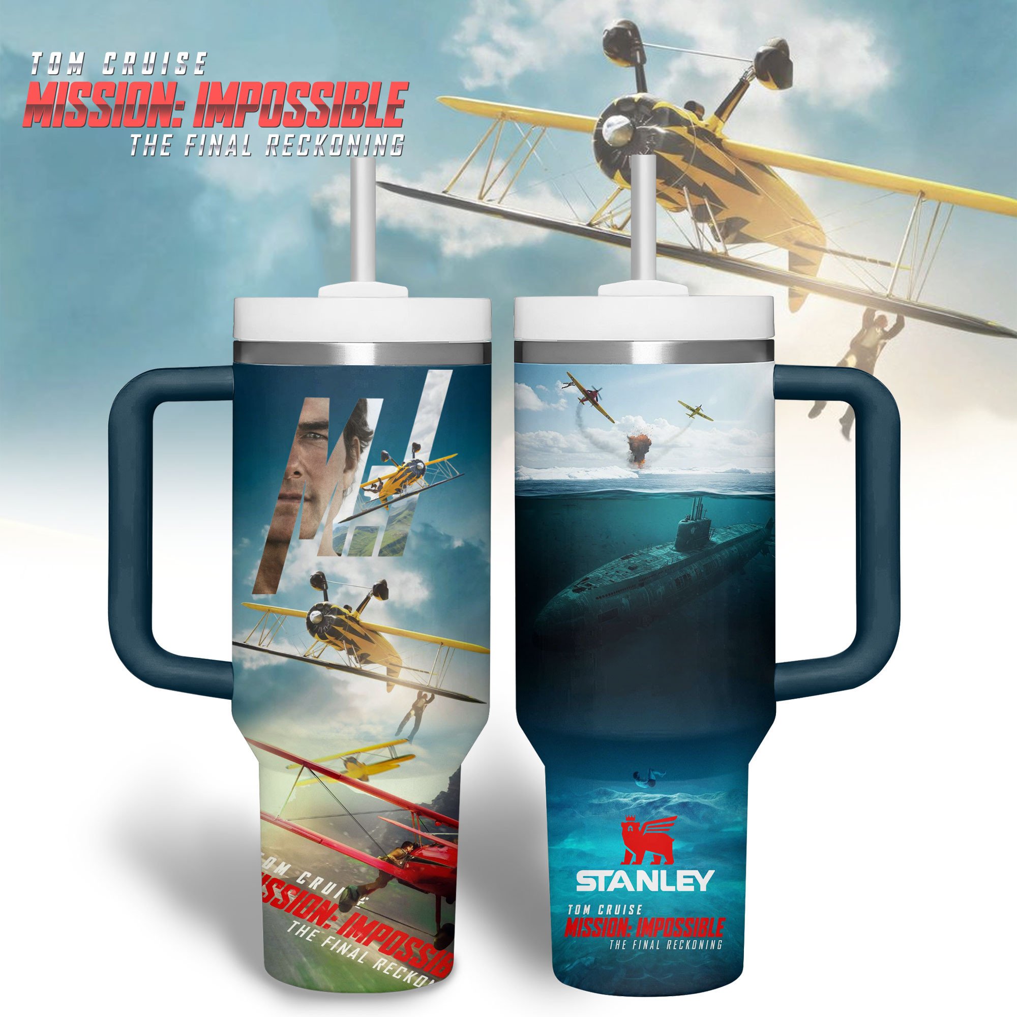 Hydratemerch Mission: Impossible – The Final Reckoning Movies Custom Stanley Quencher 40oz Stainless Steel Tumbler With Handle