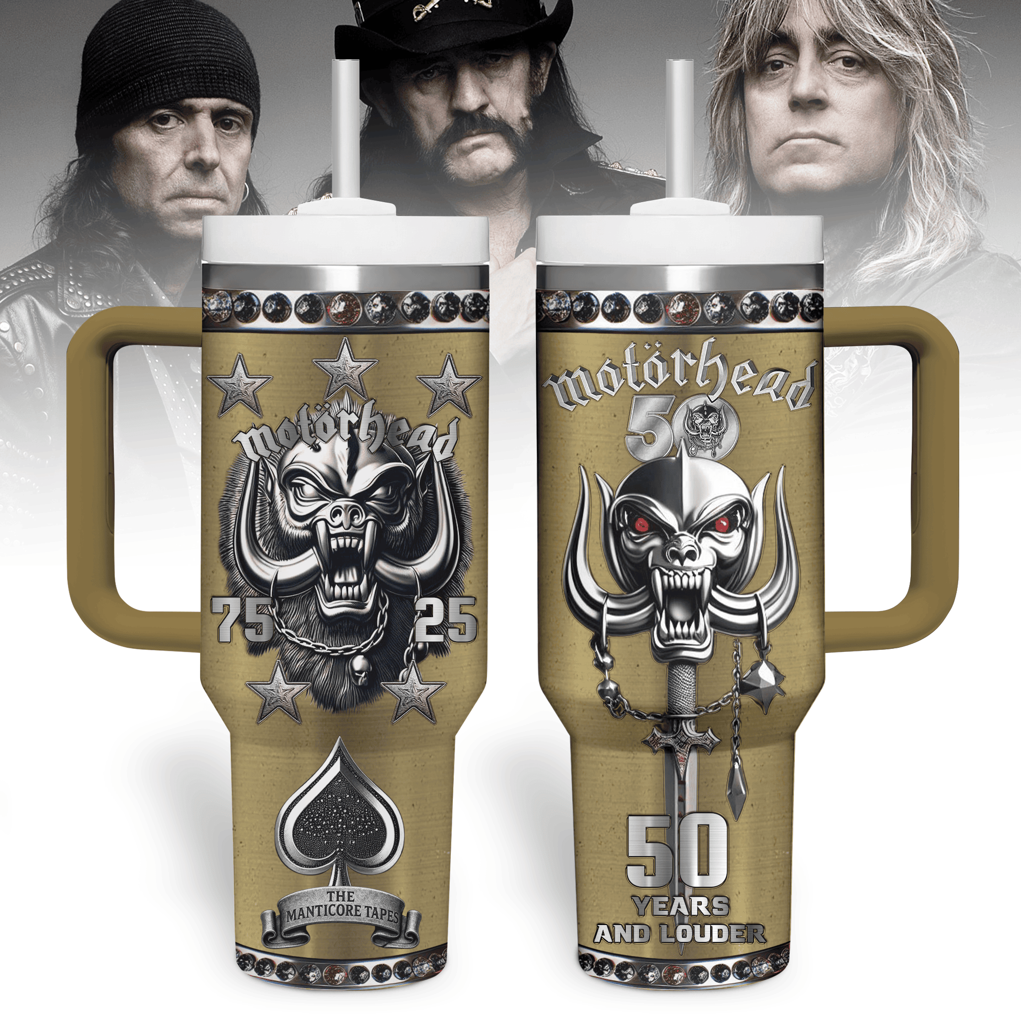 Hydratemerch Motörhead Music Custom Stanley Quencher 40oz Stainless Steel Tumbler With Handle