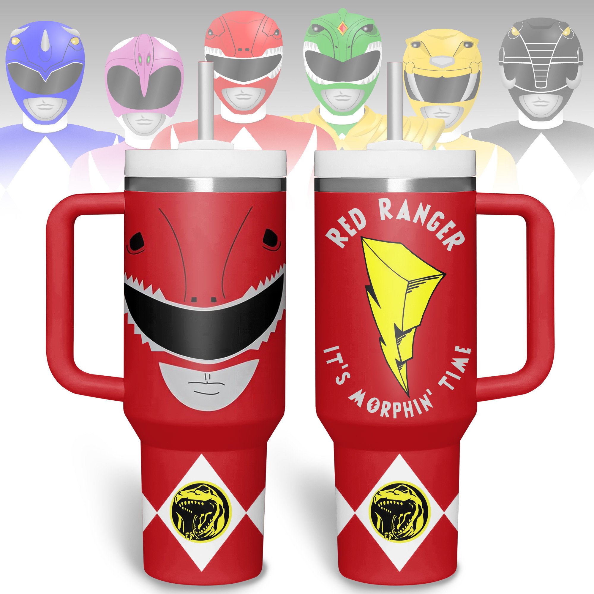 Hydratemerch Power Rangers Movies Custom Stanley Quencher 40oz Stainless Steel Tumbler With Handle