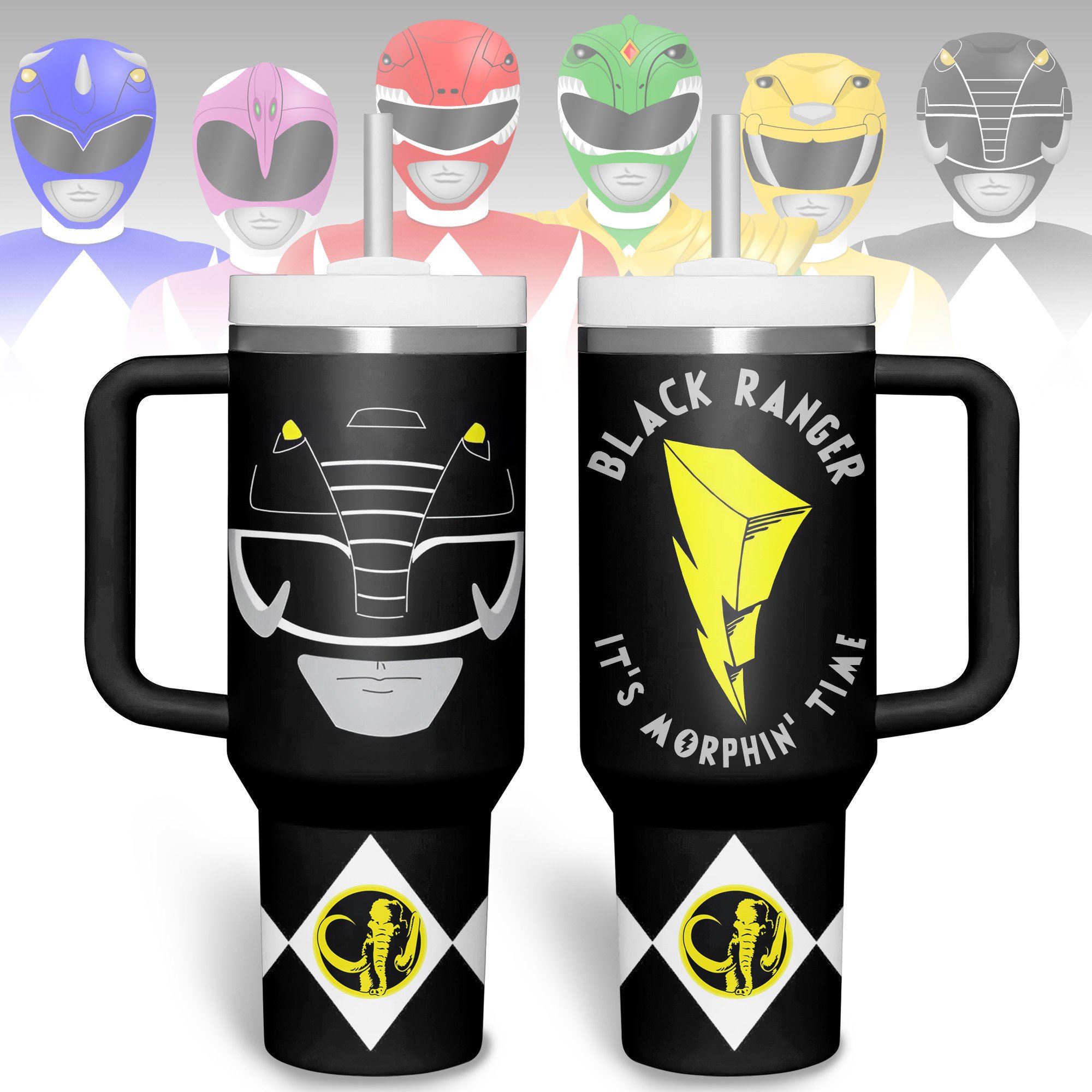 Hydratemerch Power Rangers Movies Custom Stanley Quencher 40oz Stainless Steel Tumbler With Handle