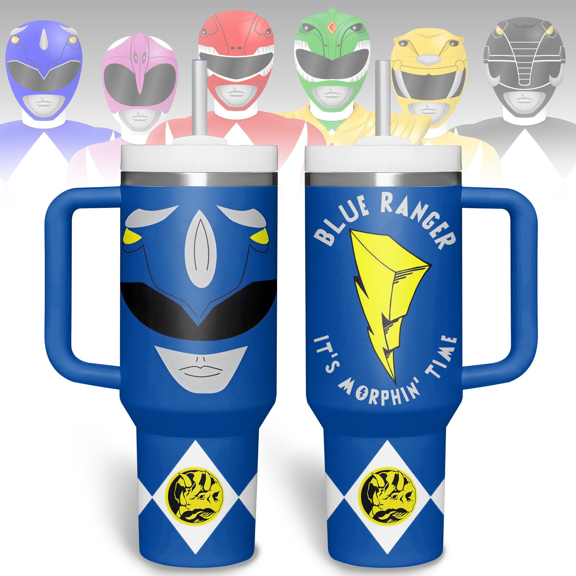 Hydratemerch Power Rangers Movies Custom Stanley Quencher 40oz Stainless Steel Tumbler With Handle