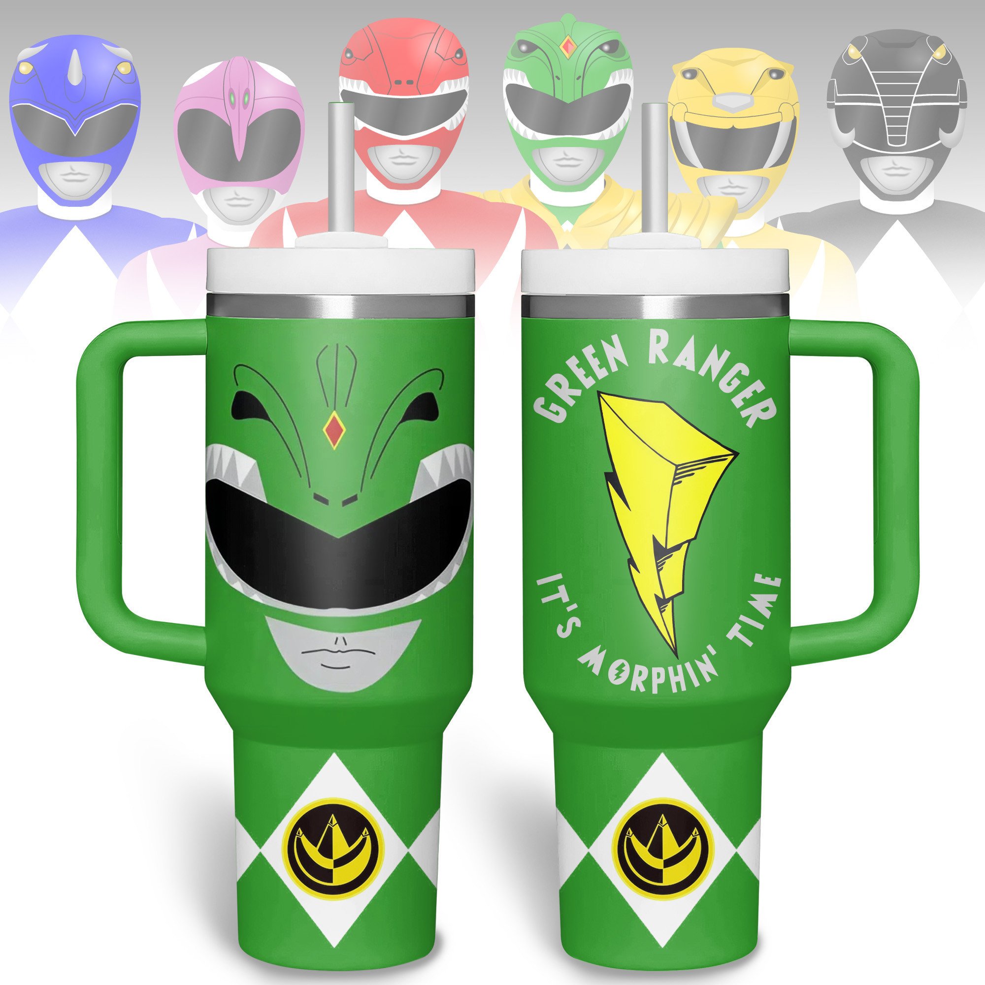 Hydratemerch Power Rangers Movies Custom Stanley Quencher 40oz Stainless Steel Tumbler With Handle