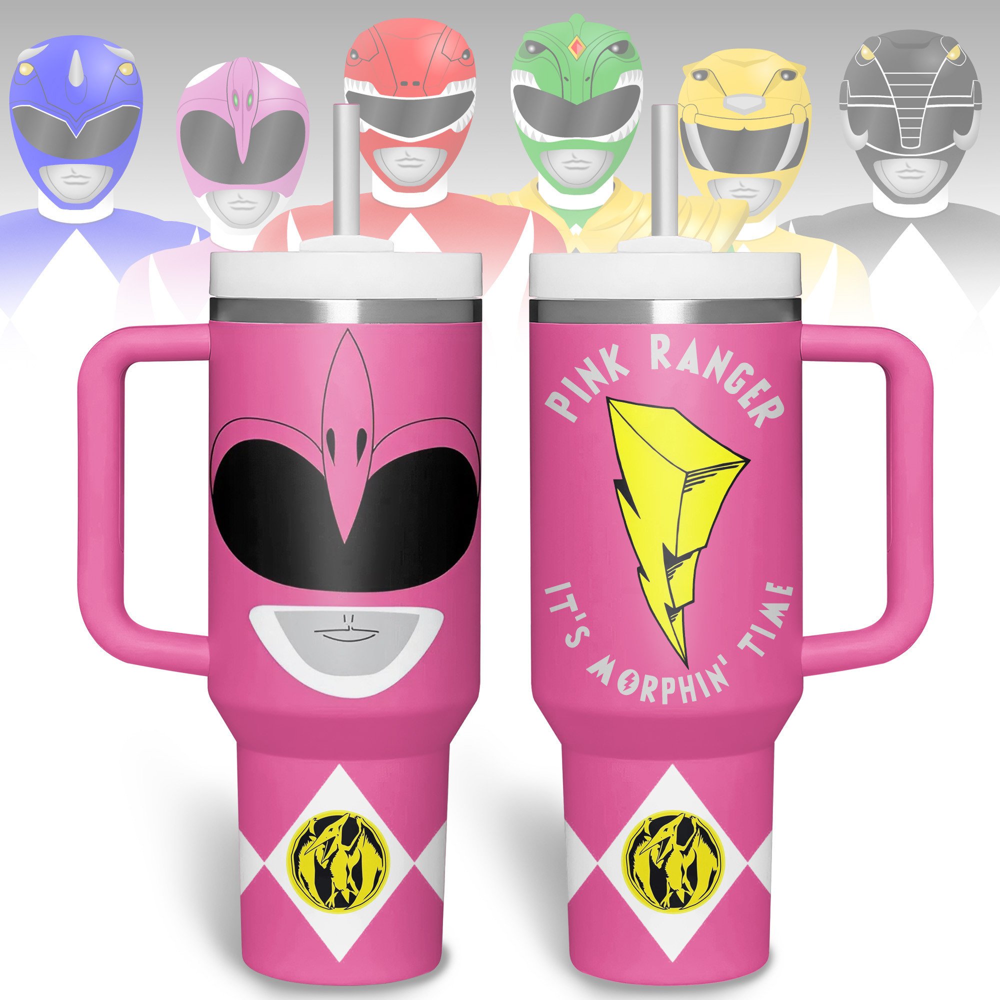 Hydratemerch Power Rangers Movies Custom Stanley Quencher 40oz Stainless Steel Tumbler With Handle