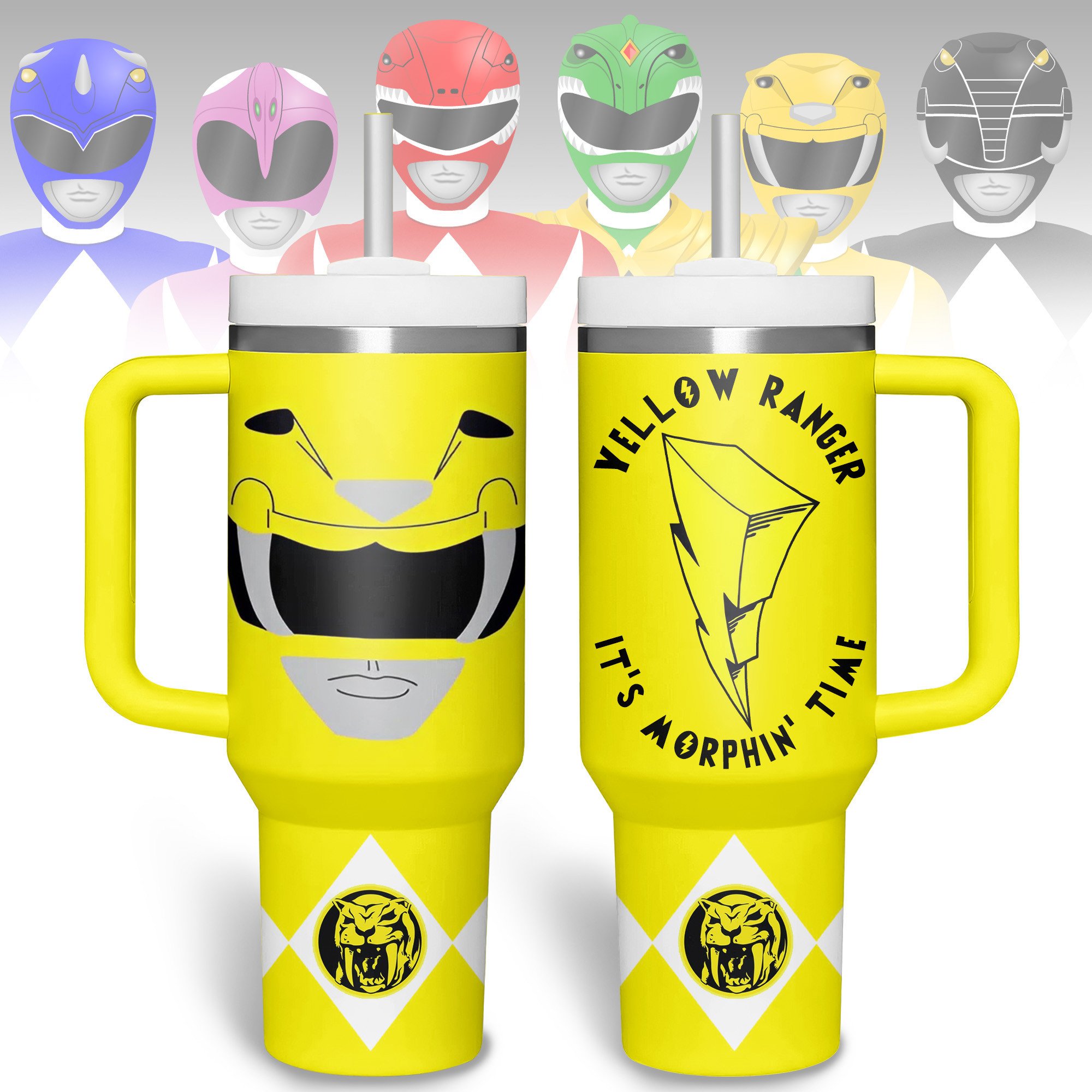 Hydratemerch Power Rangers Movies Custom Stanley Quencher 40oz Stainless Steel Tumbler With Handle