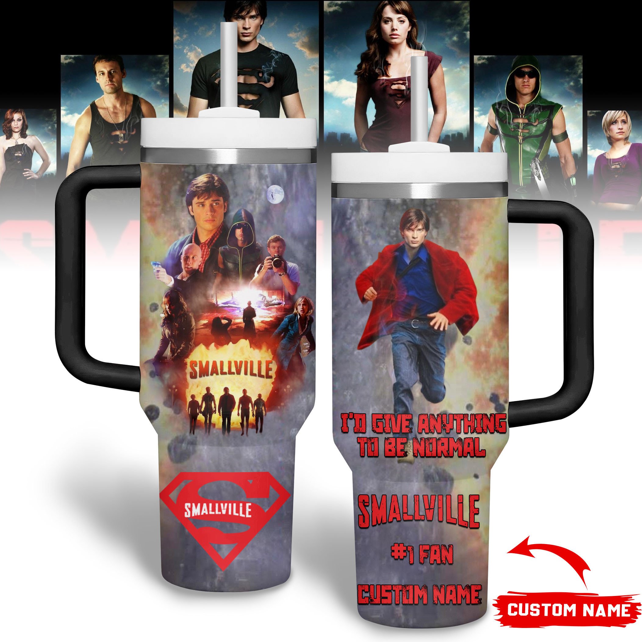 Hydratemerch Smallville TV Series Custom Stanley Quencher 40oz Stainless Steel Tumbler With Handle