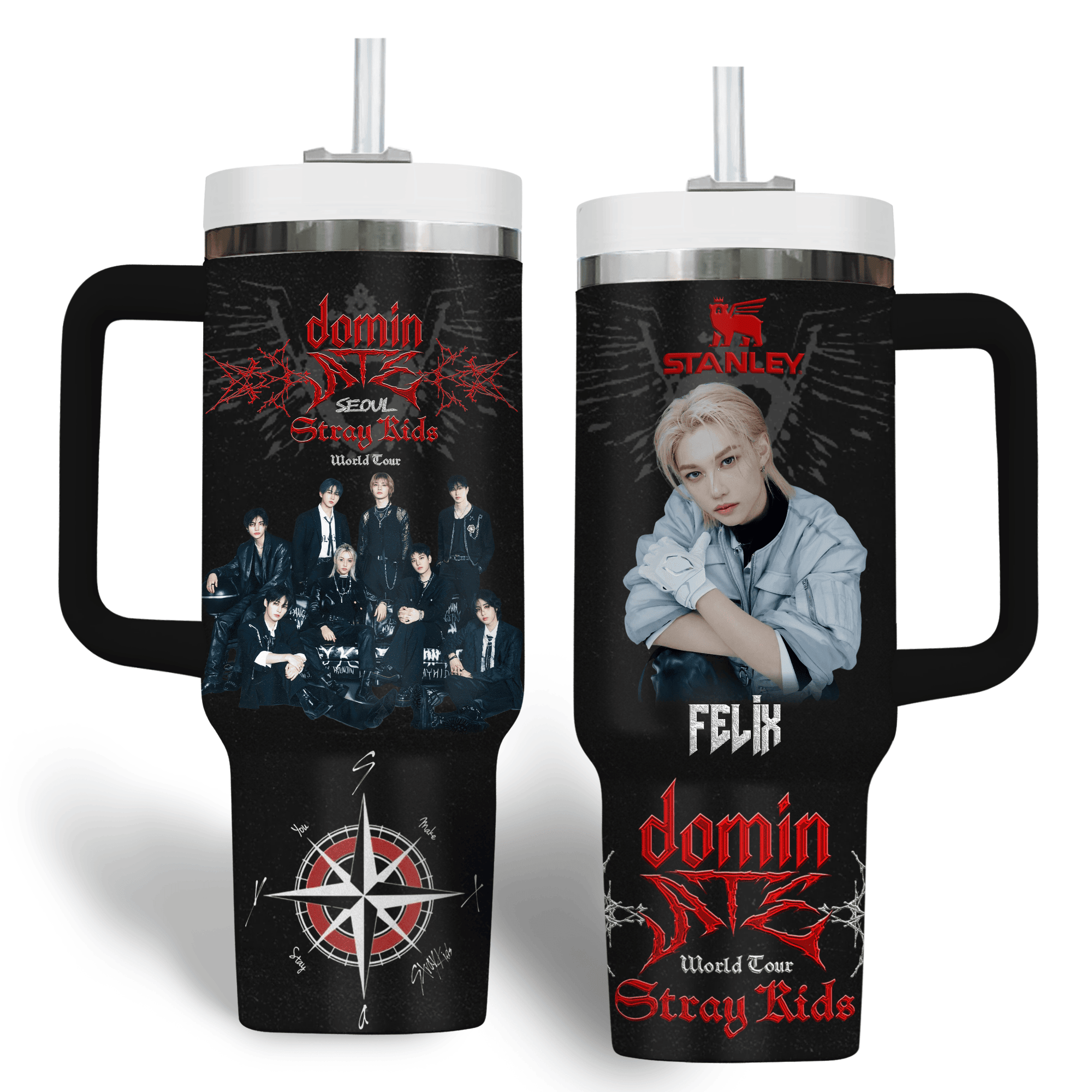 Hydratemerch Stray Kids Music Custom Stanley Quencher 40oz Stainless Steel Tumbler With Handle
