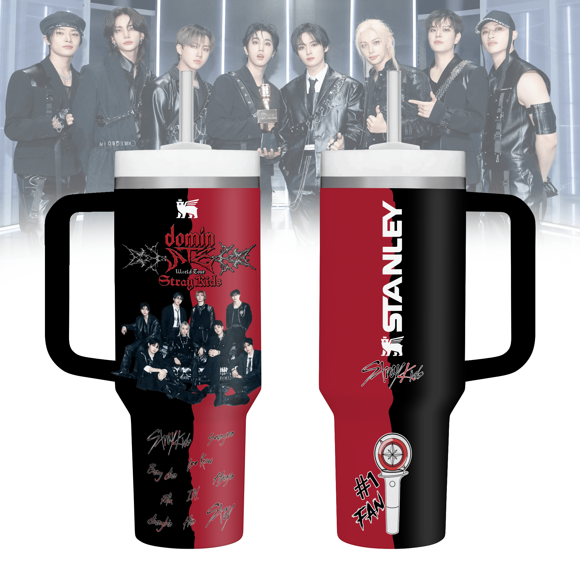 Hydratemerch Stray Kids Music Custom Stanley Quencher 40oz Stainless Steel Tumbler With Handle