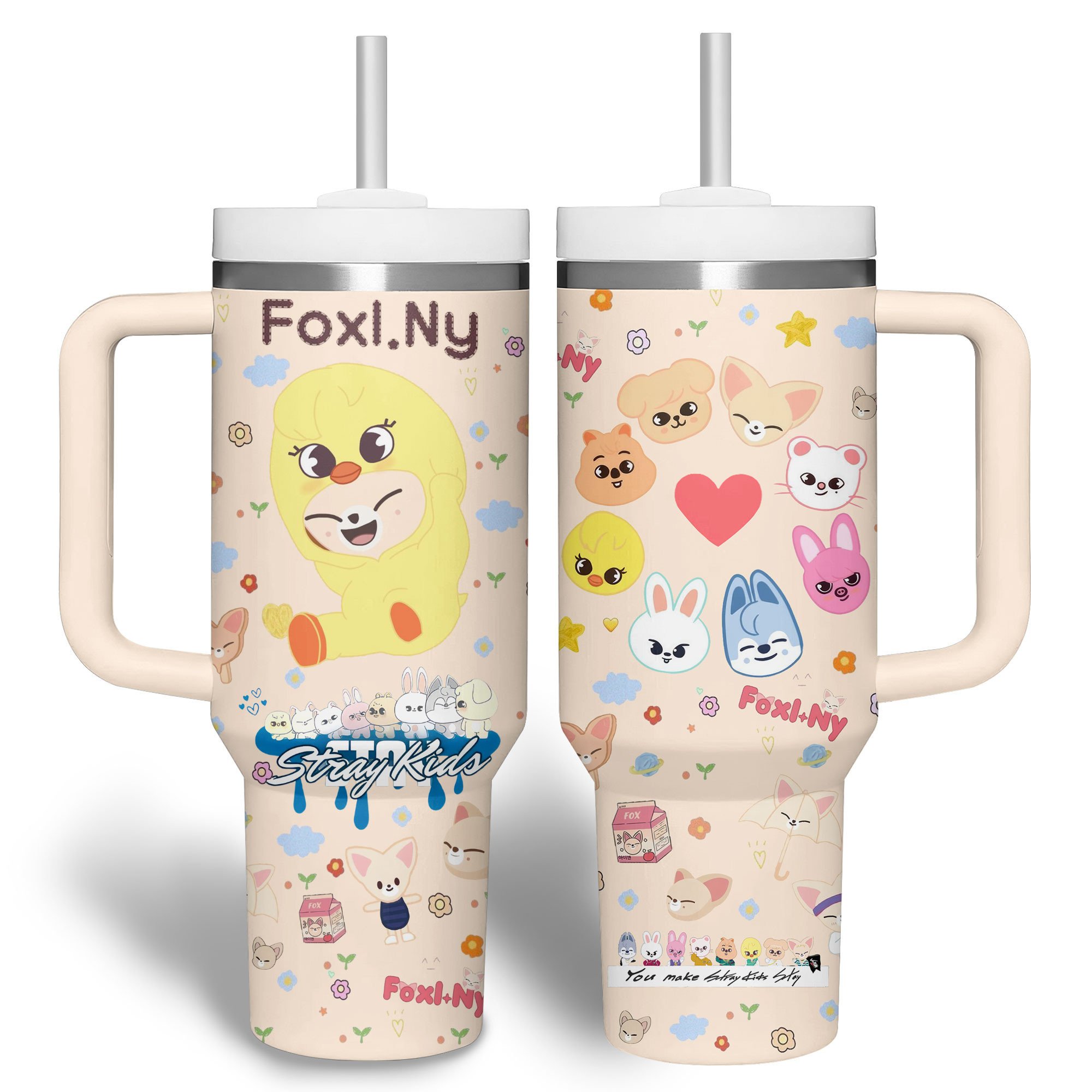 Hydratemerch Stray Kids Music Custom Stanley Quencher 40oz Stainless Steel Tumbler With Handle